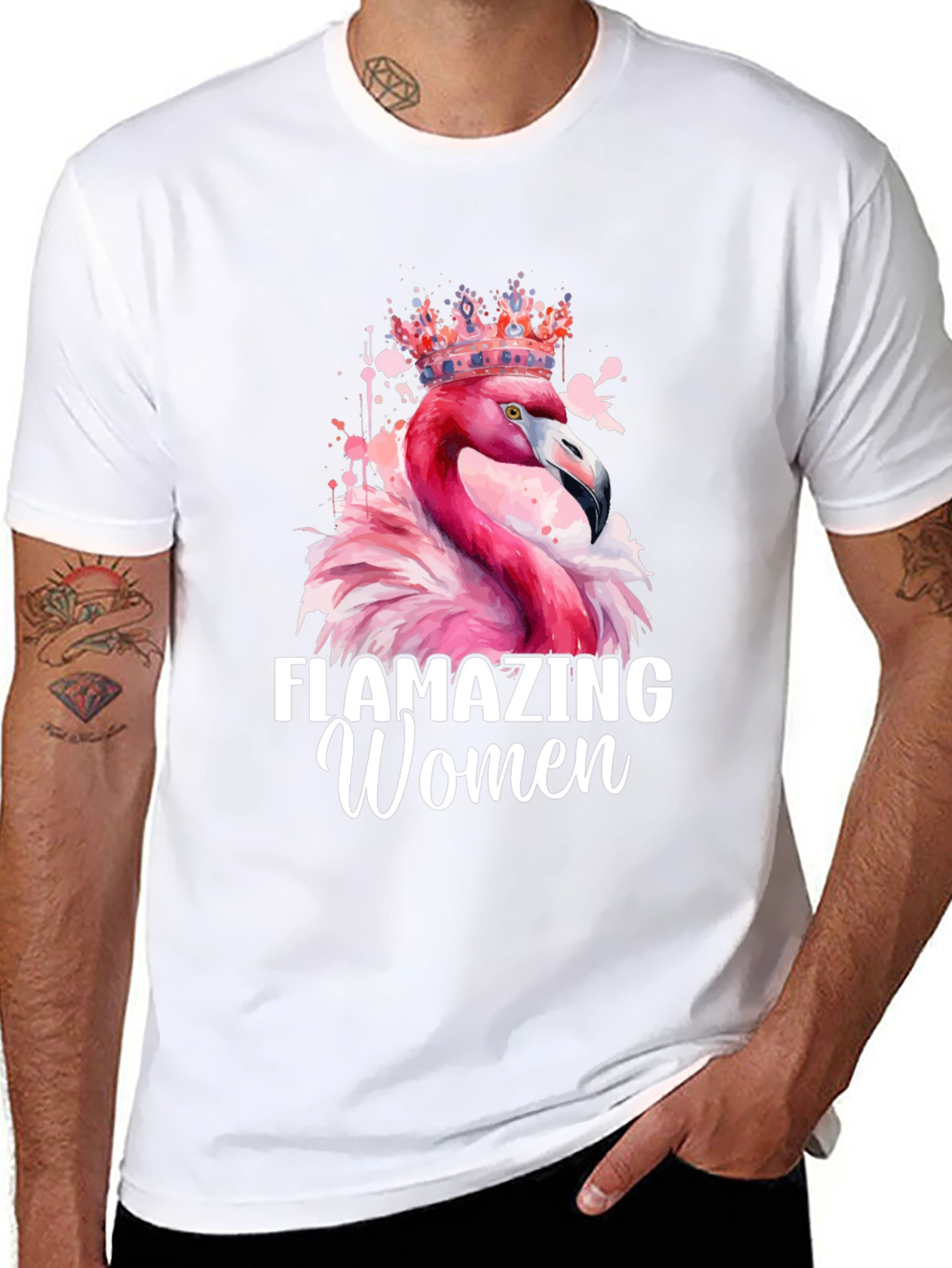 Black Flamazing Women T-Shirt - Flamingo Queen Tee view 8