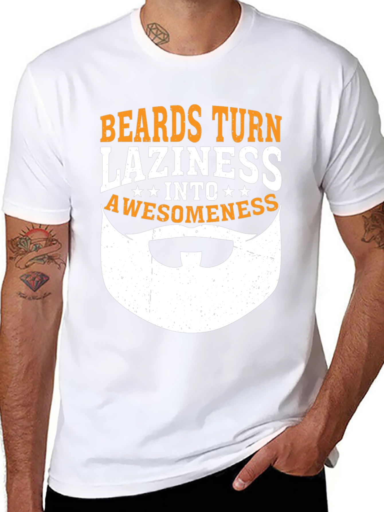 Black Beards Turn Laziness Into Awesomeness Funny Graphic T-Shirt view 8