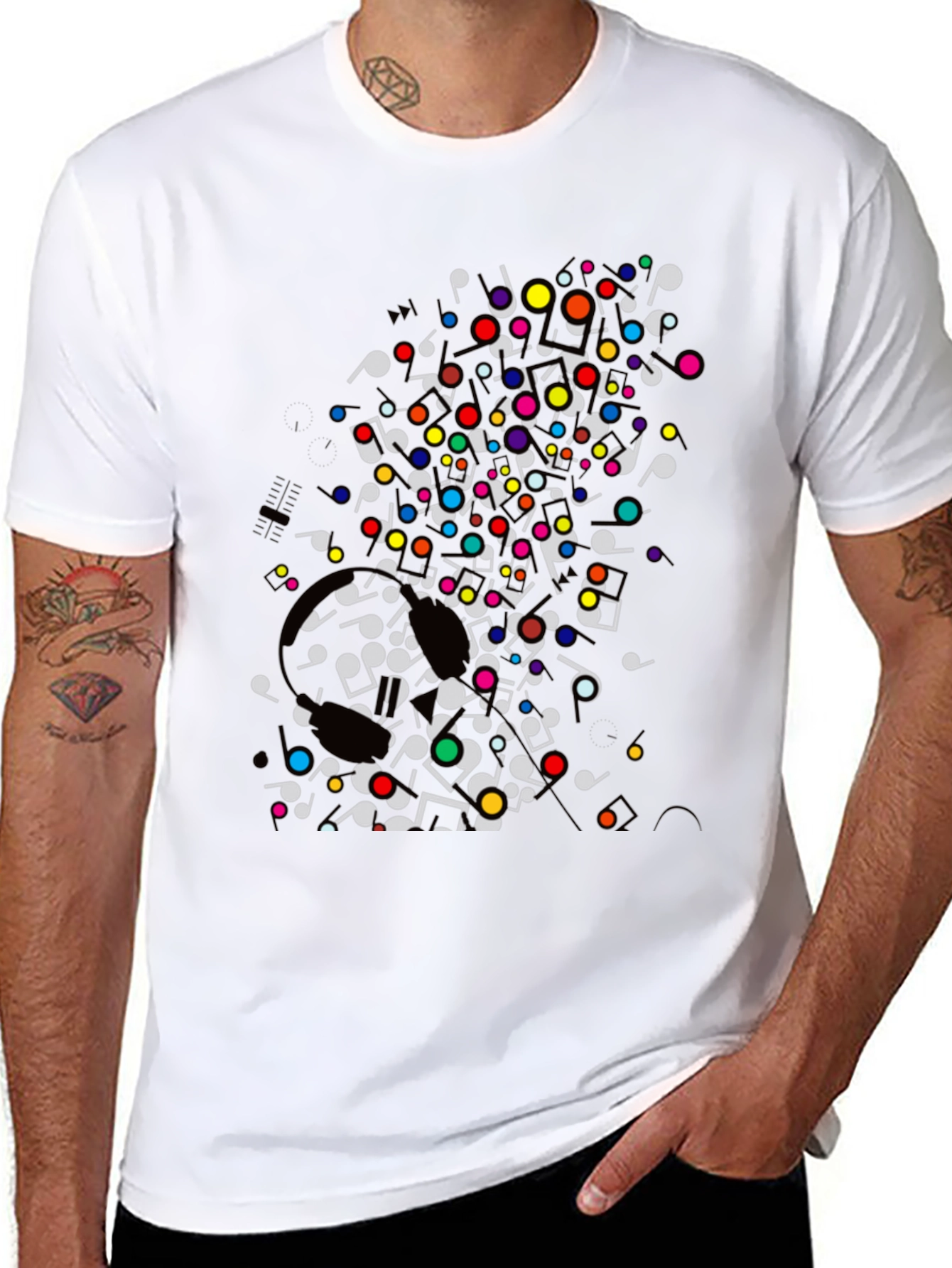 Black Musical Notes T-Shirt - Colorful Graphic Tee view 8