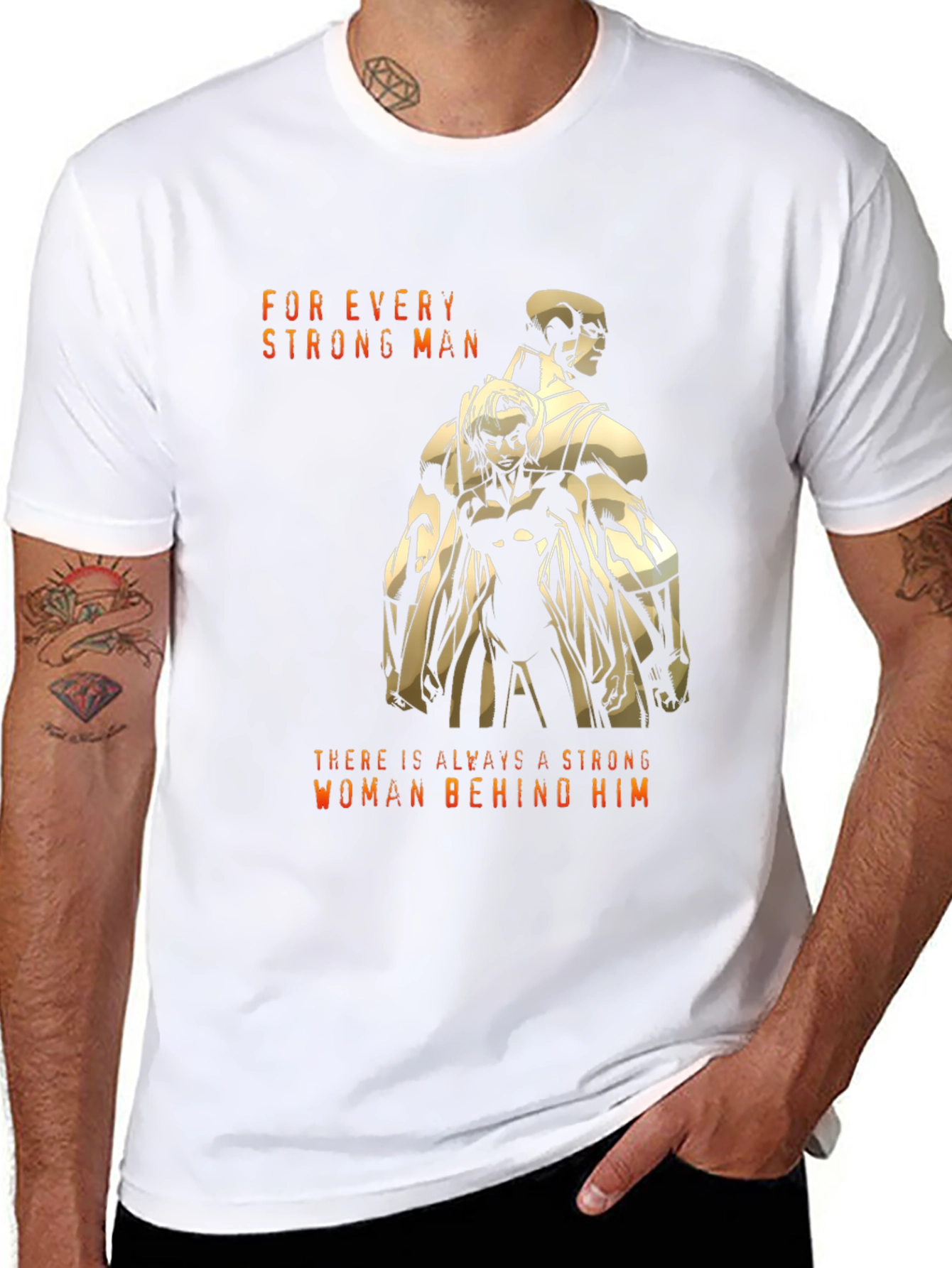 Black Strong Man/Woman Graphic T-Shirt view 8