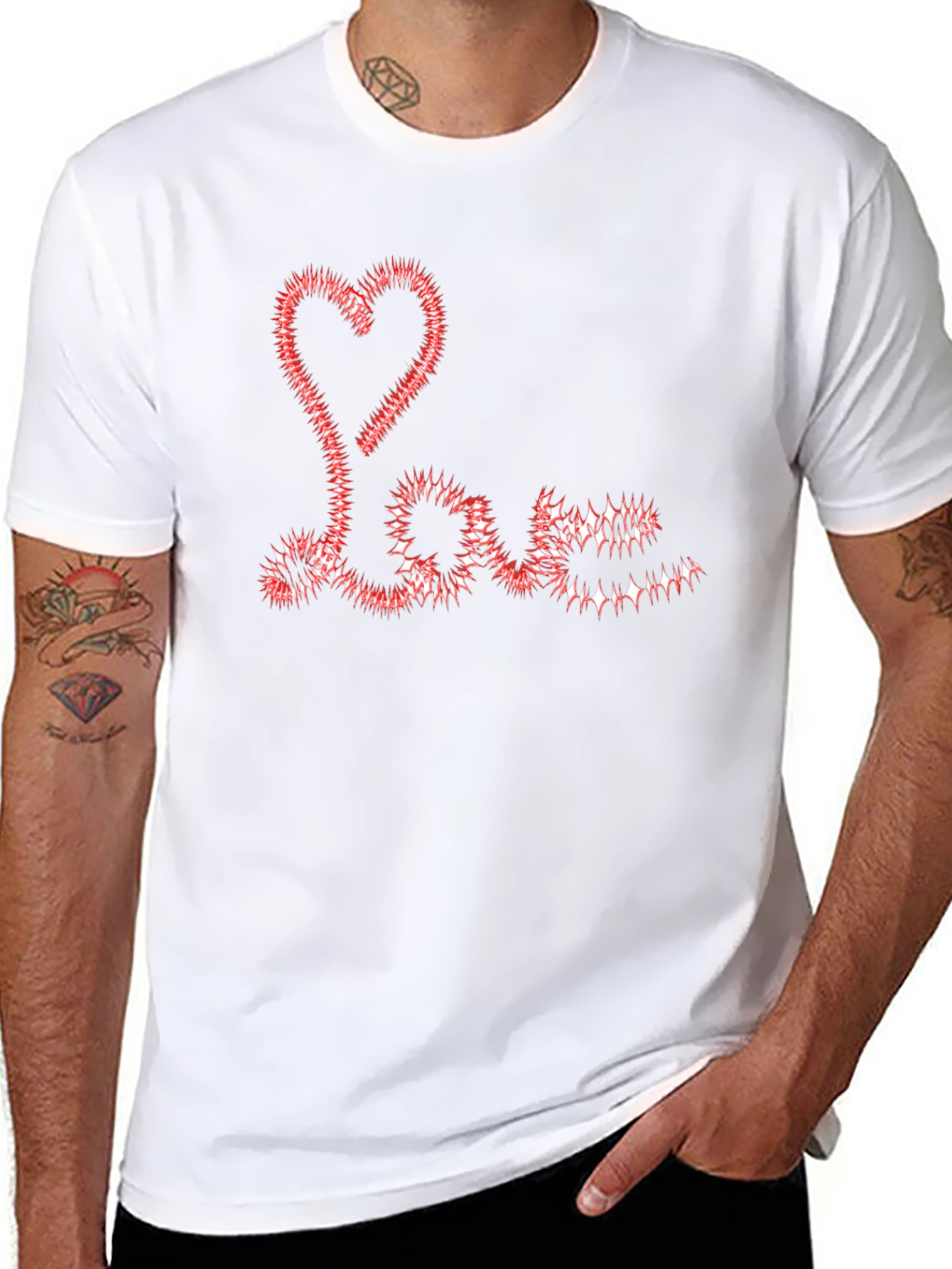 Black Love Heart Graphic Black T-Shirt view 8