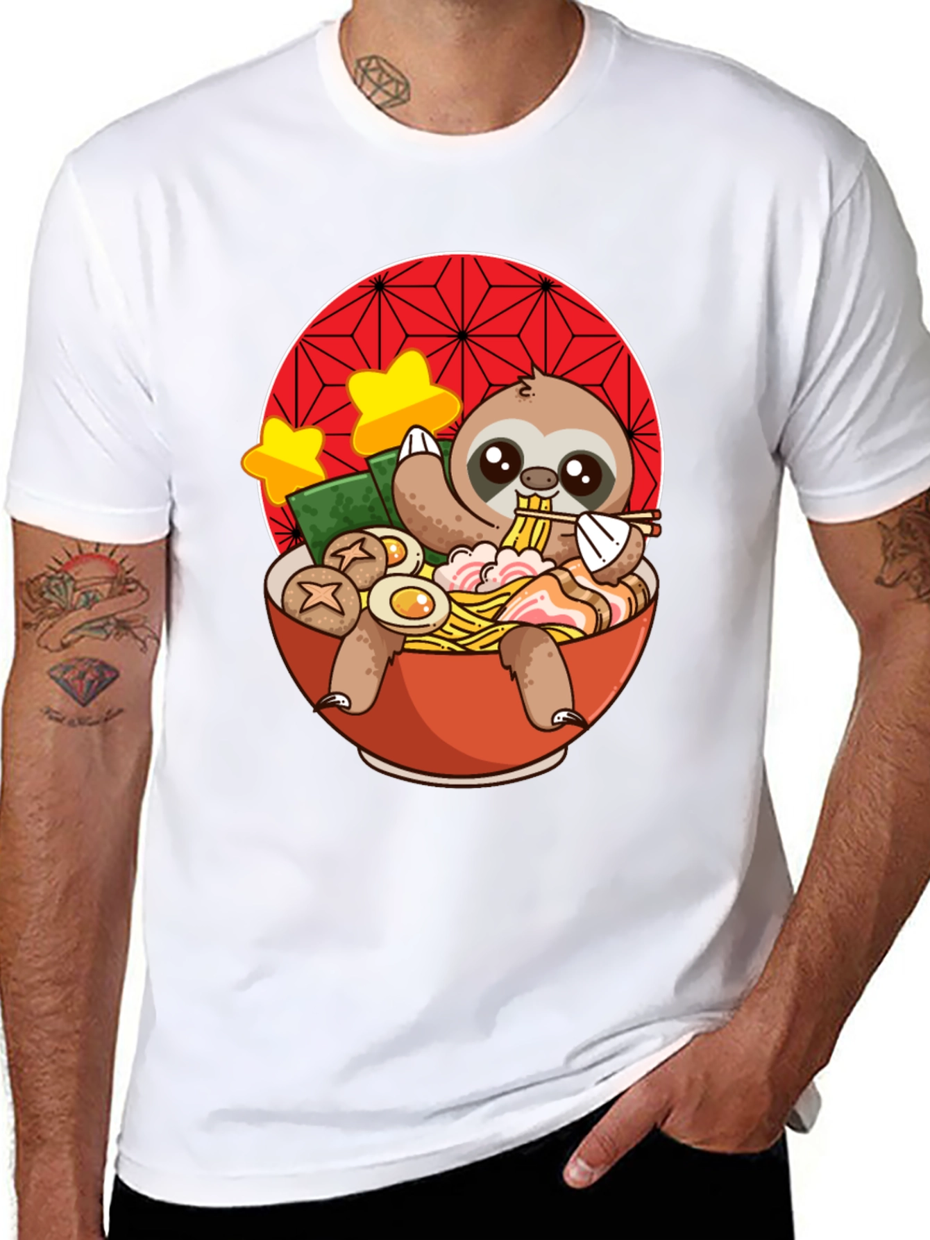 Black Sloth Ramen T-Shirt - Cute Japanese Noodles view 8