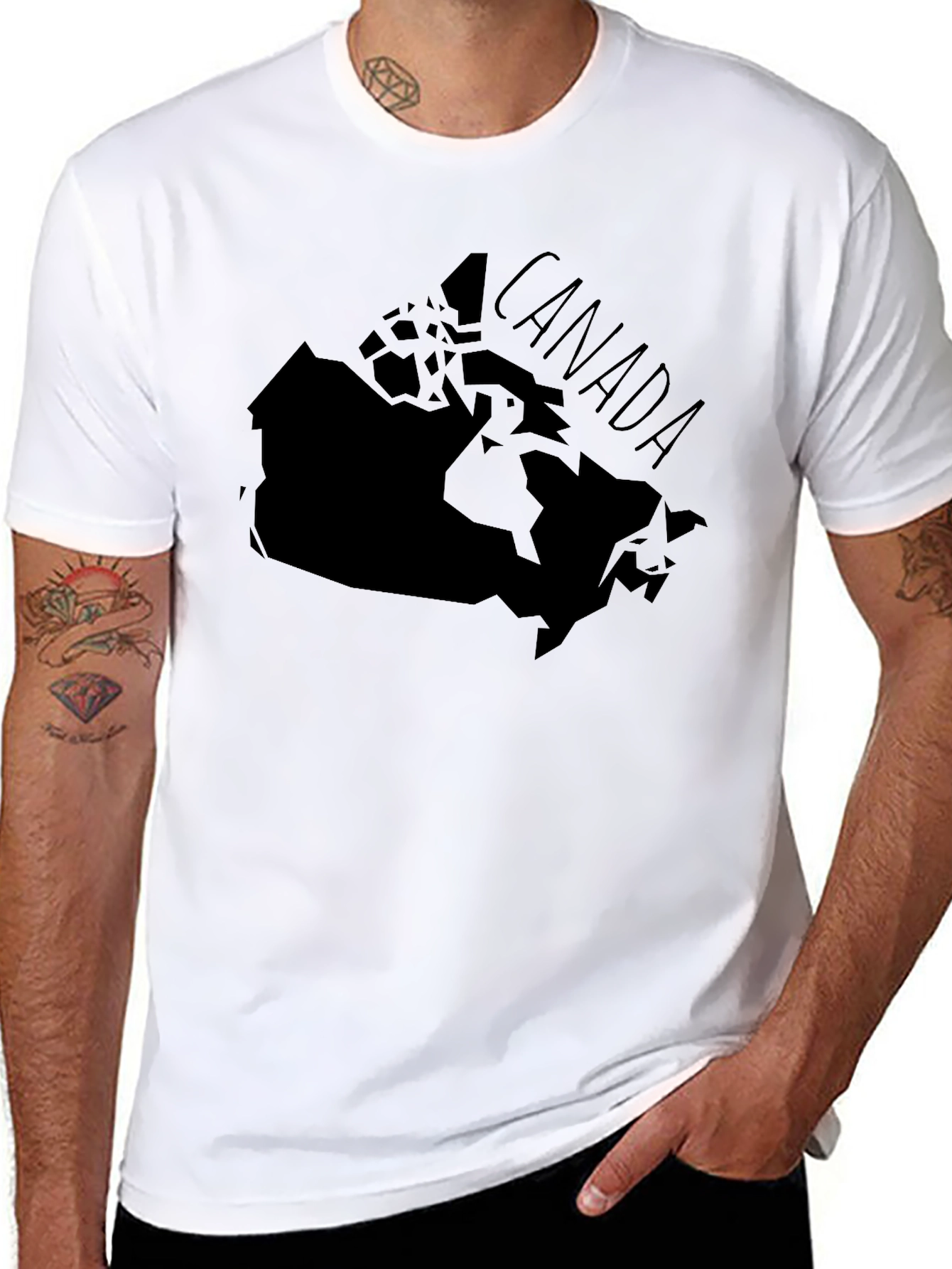 Black Canada Map Graphic T-Shirt - Unisex Black Tee view 8