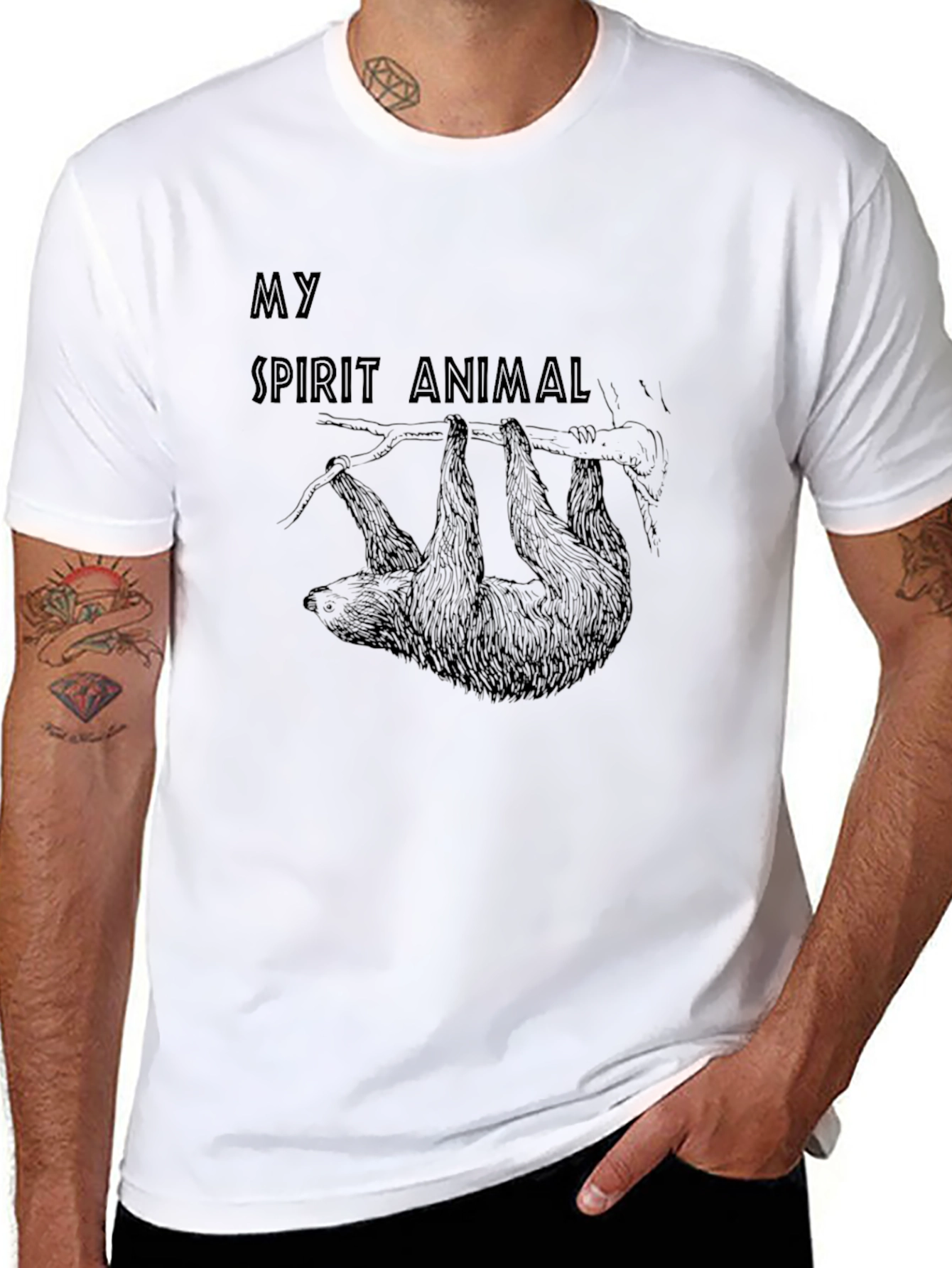 Black My Spirit Animal Sloth T-Shirt - Unisex view 8