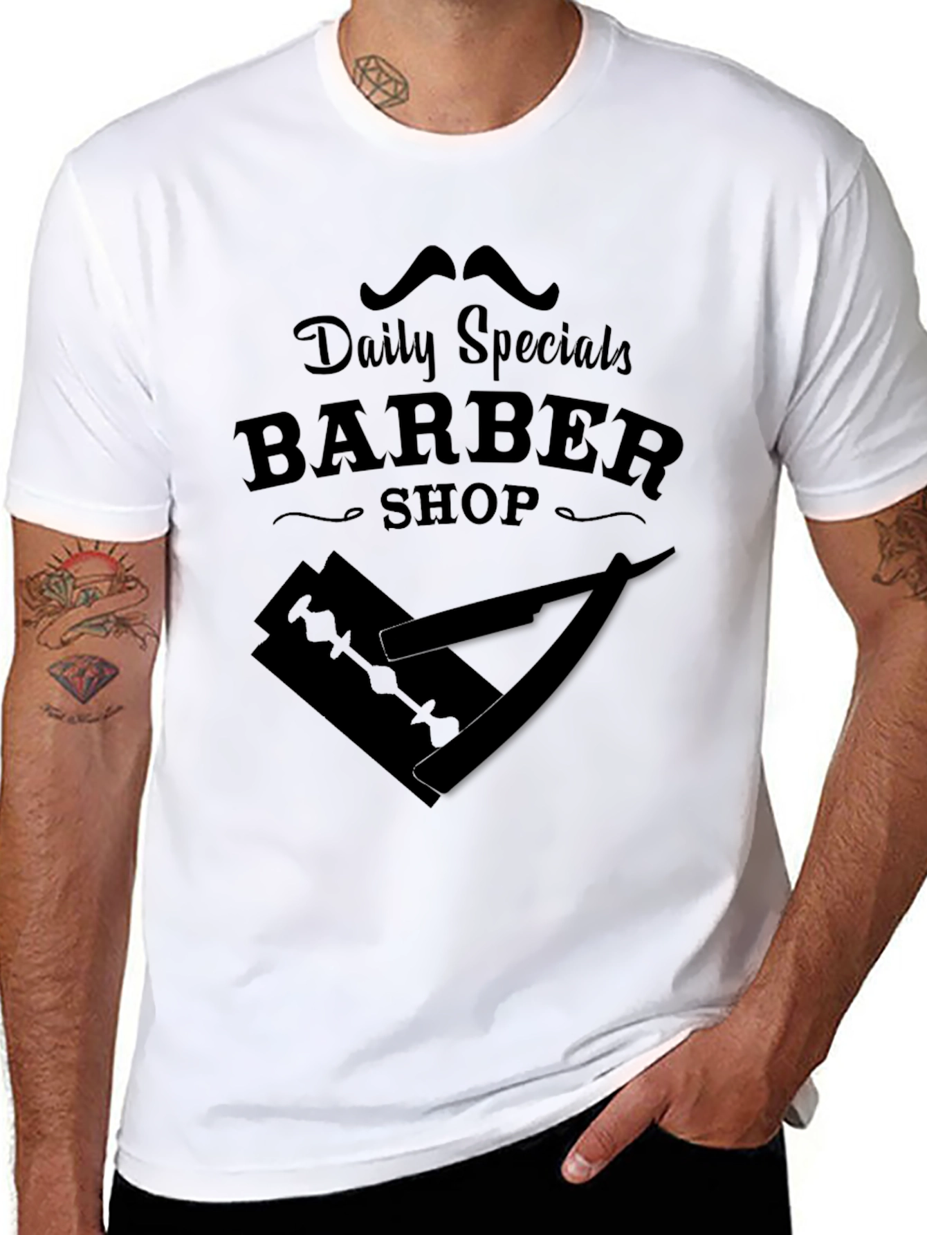 Barber Shop Daily Specials Graphic T-Shirt - Black - 8