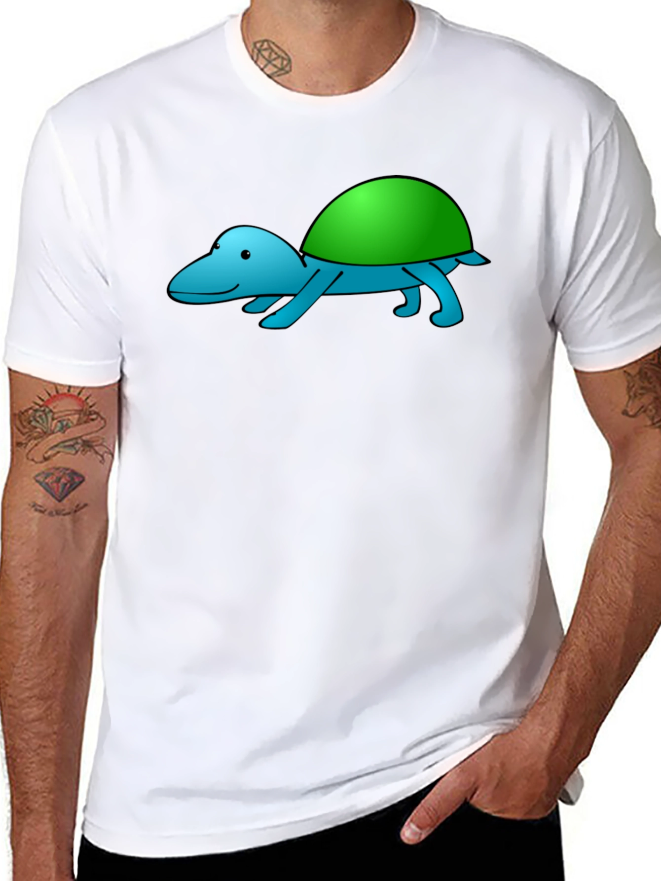 Black Blue Turtle Graphic Tee - Fun Casual Wear view 8