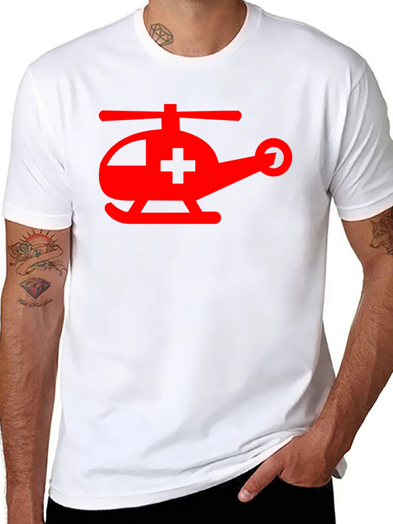 Black Medical Helicopter Graphic Tee - Black Cotton Comfort view 8