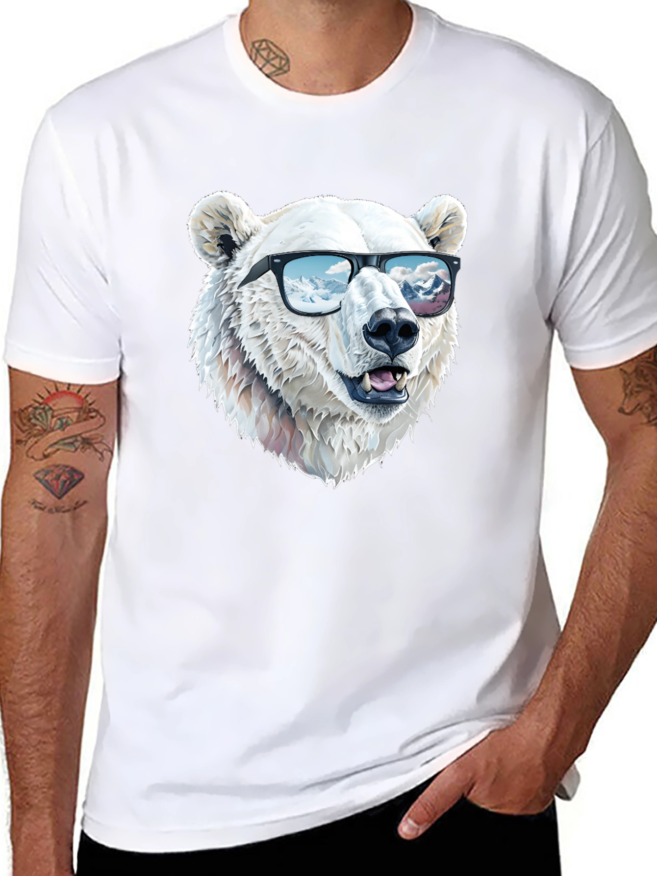 Black Cool Polar Bear T-Shirt view 8