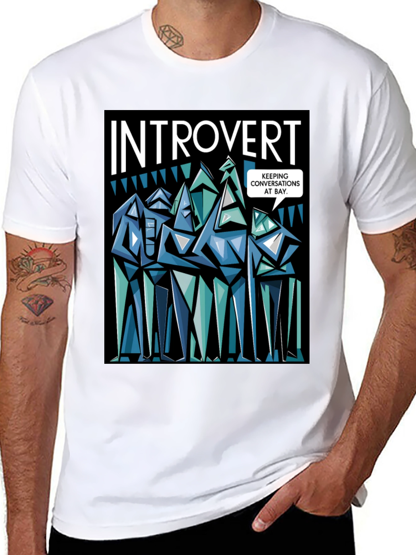 Black Introvert Graphic Novelty T-Shirt view 8