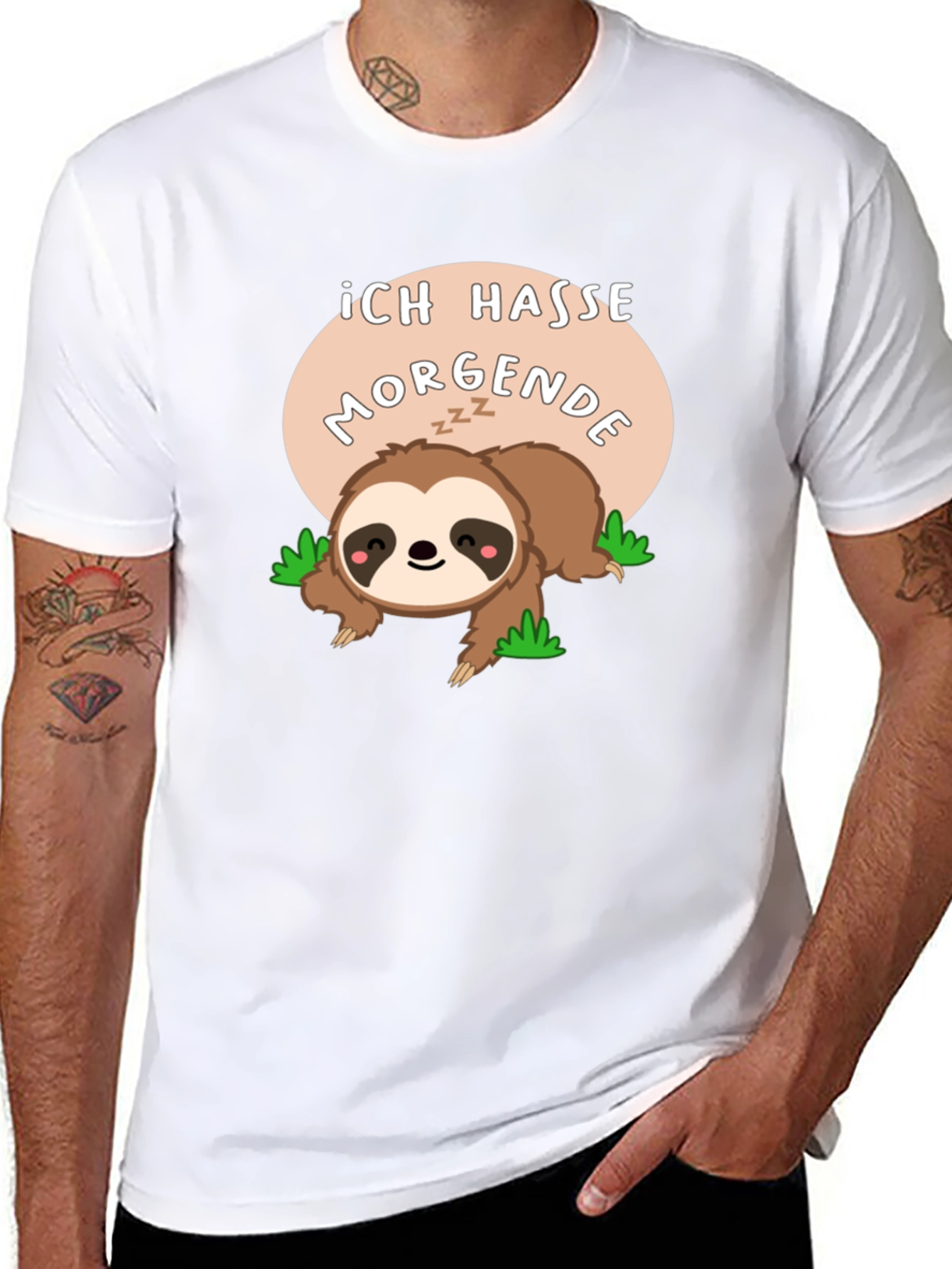 Black Ich Hasse Morgende Sloth Graphic Tee - Black view 8