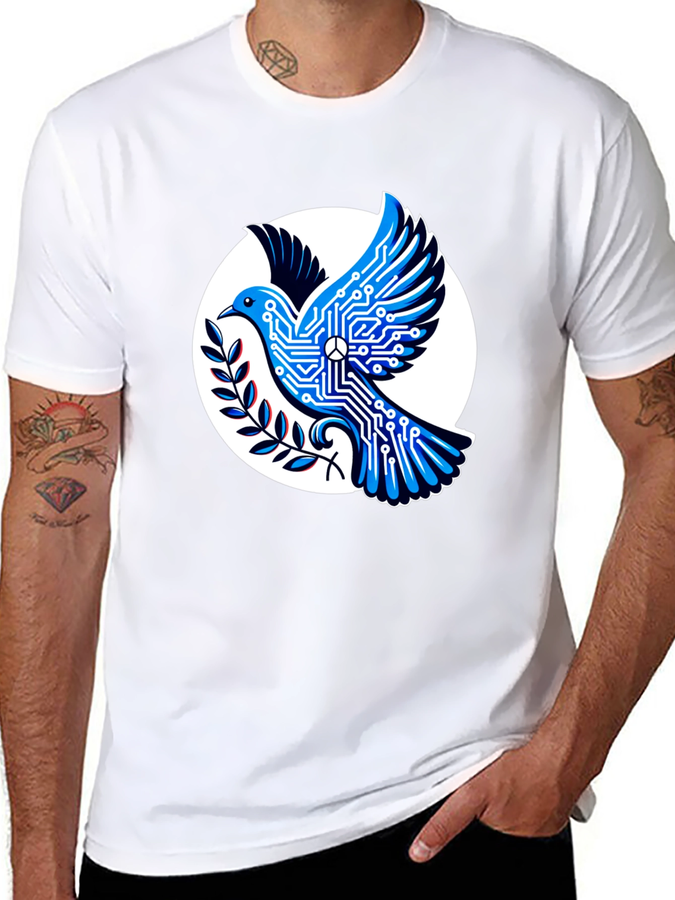 Black Tech Peace Dove Black T-Shirt view 8
