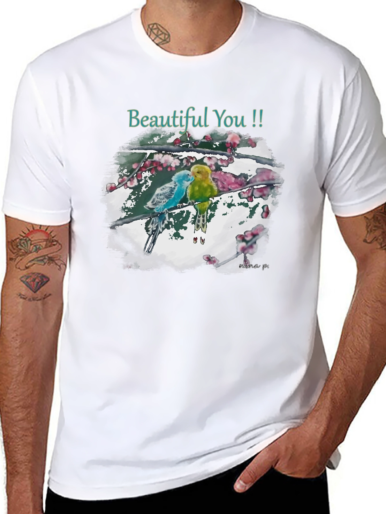 Black Beautiful You Bird Art T-Shirt view 8