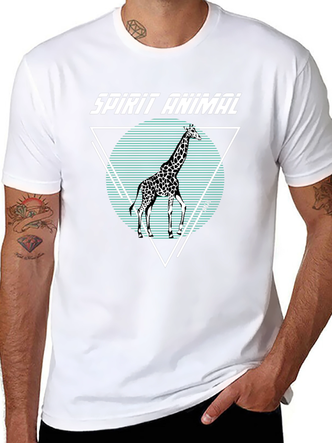 Black Spirit Animal Giraffe Graphic Tee view 8