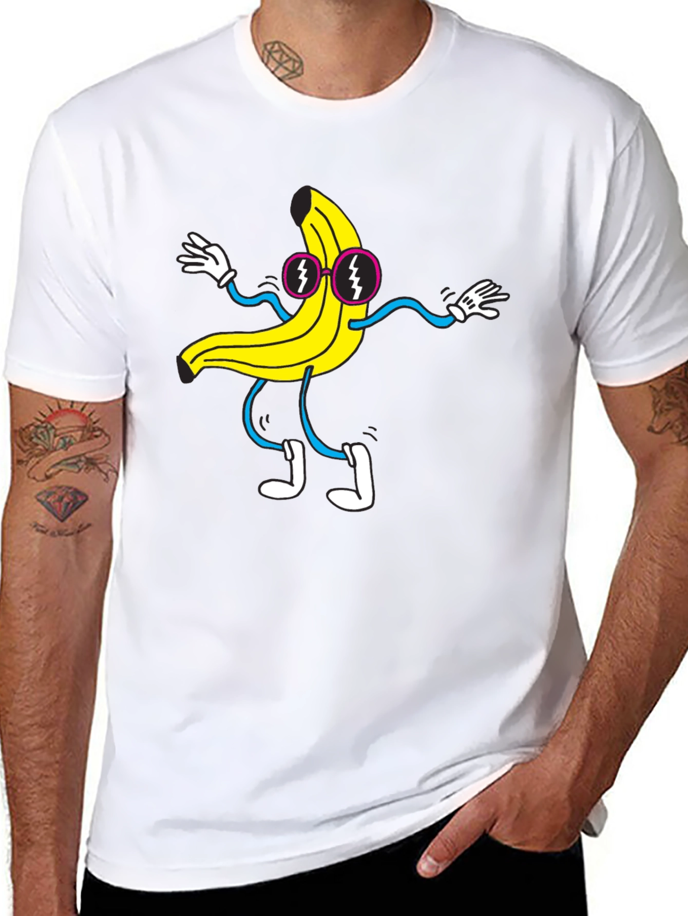 Black Funky Banana Graphic T-Shirt - Black Cotton Tee view 8