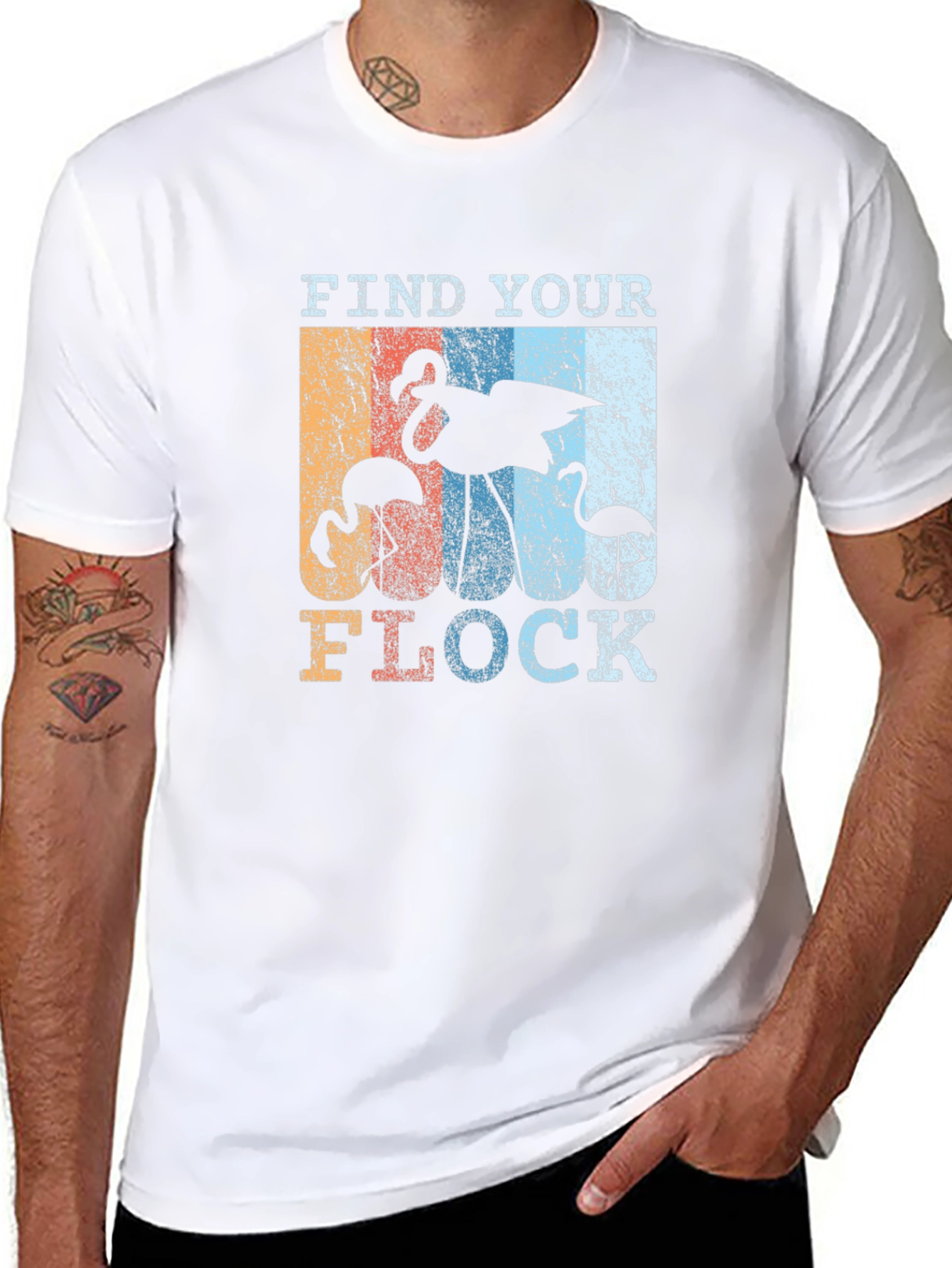 Black Find Your Flock Retro Graphic T-Shirt view 8