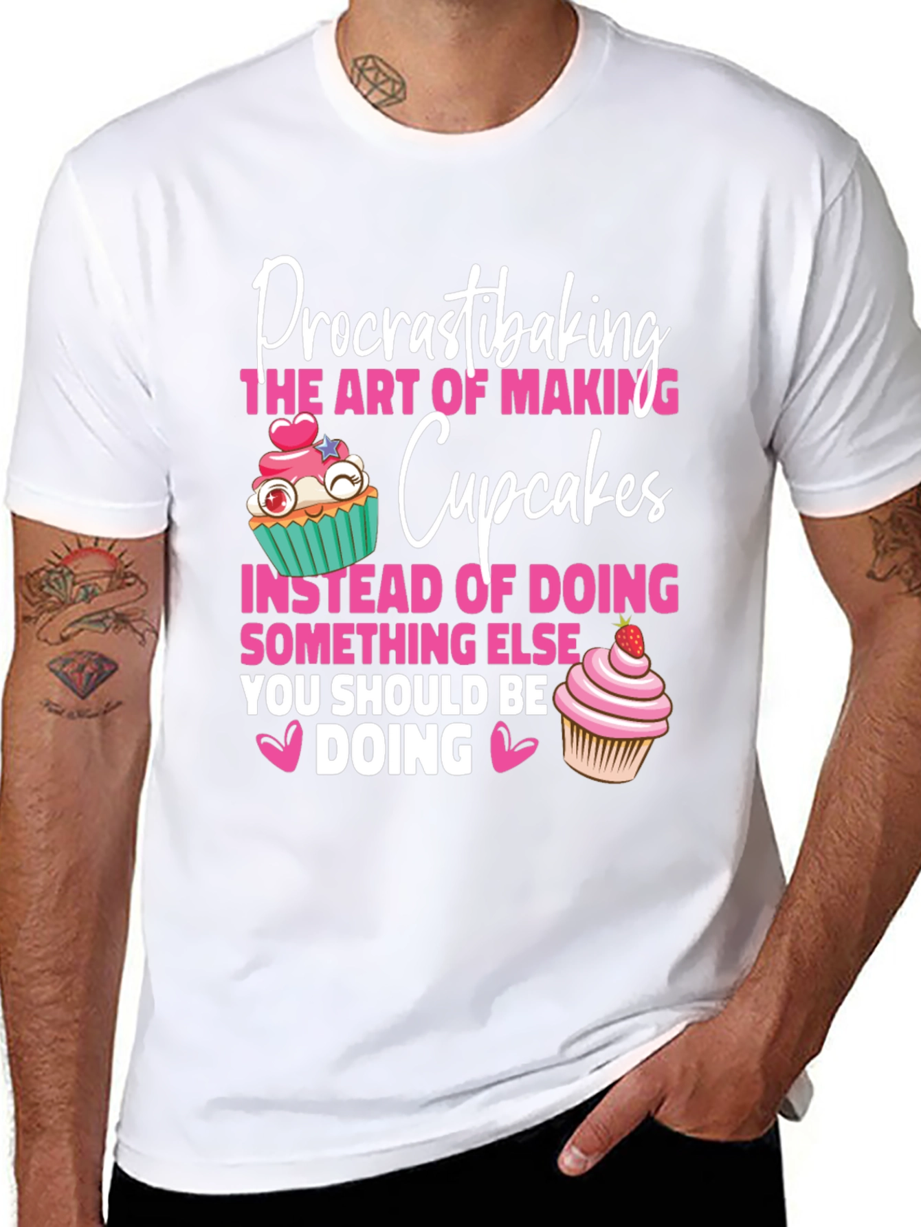 Black Procrastibaking Cupcakes Graphic T-Shirt view 8