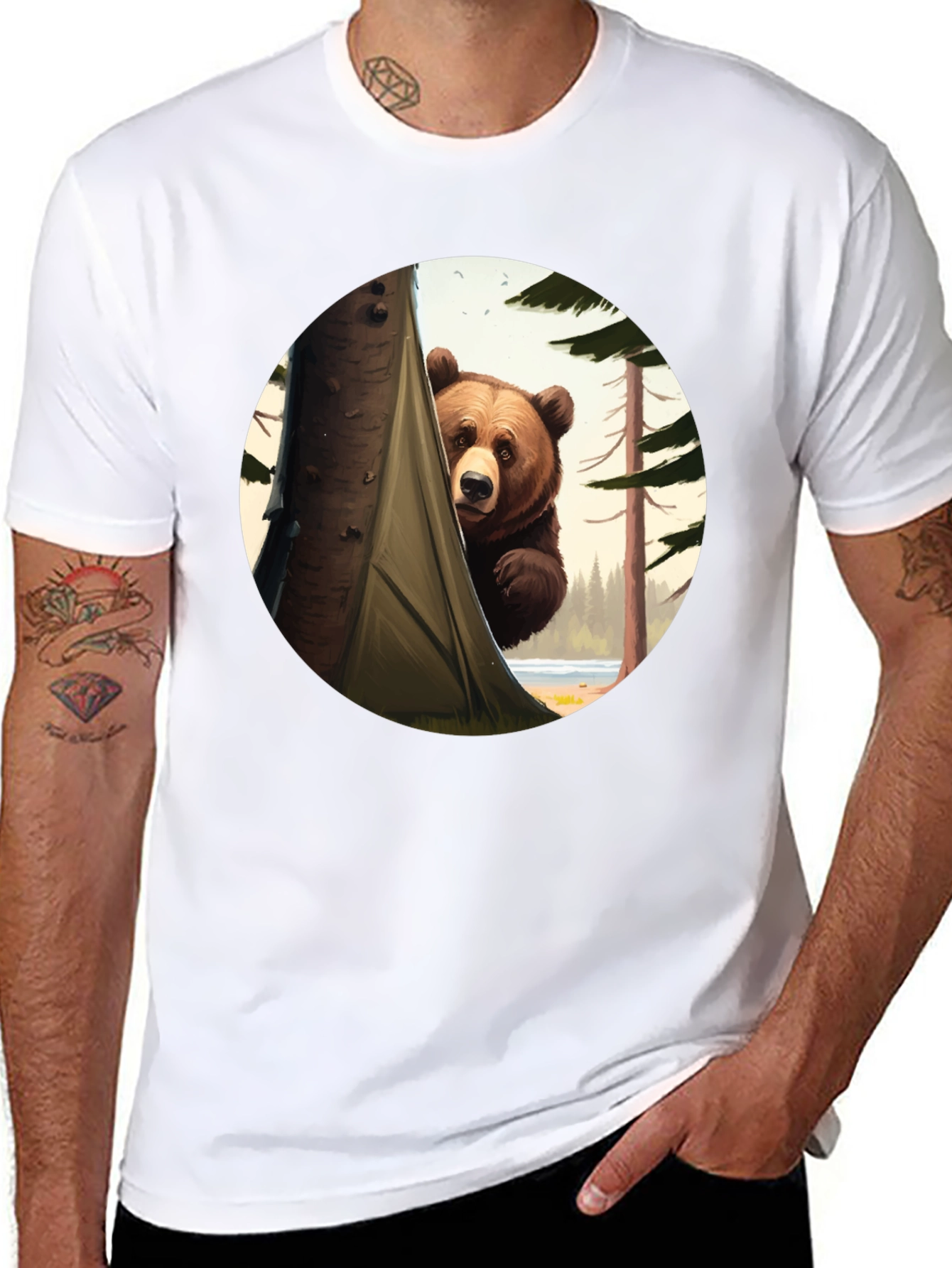 Black Peek-a-Bear Black Graphic Tee view 8