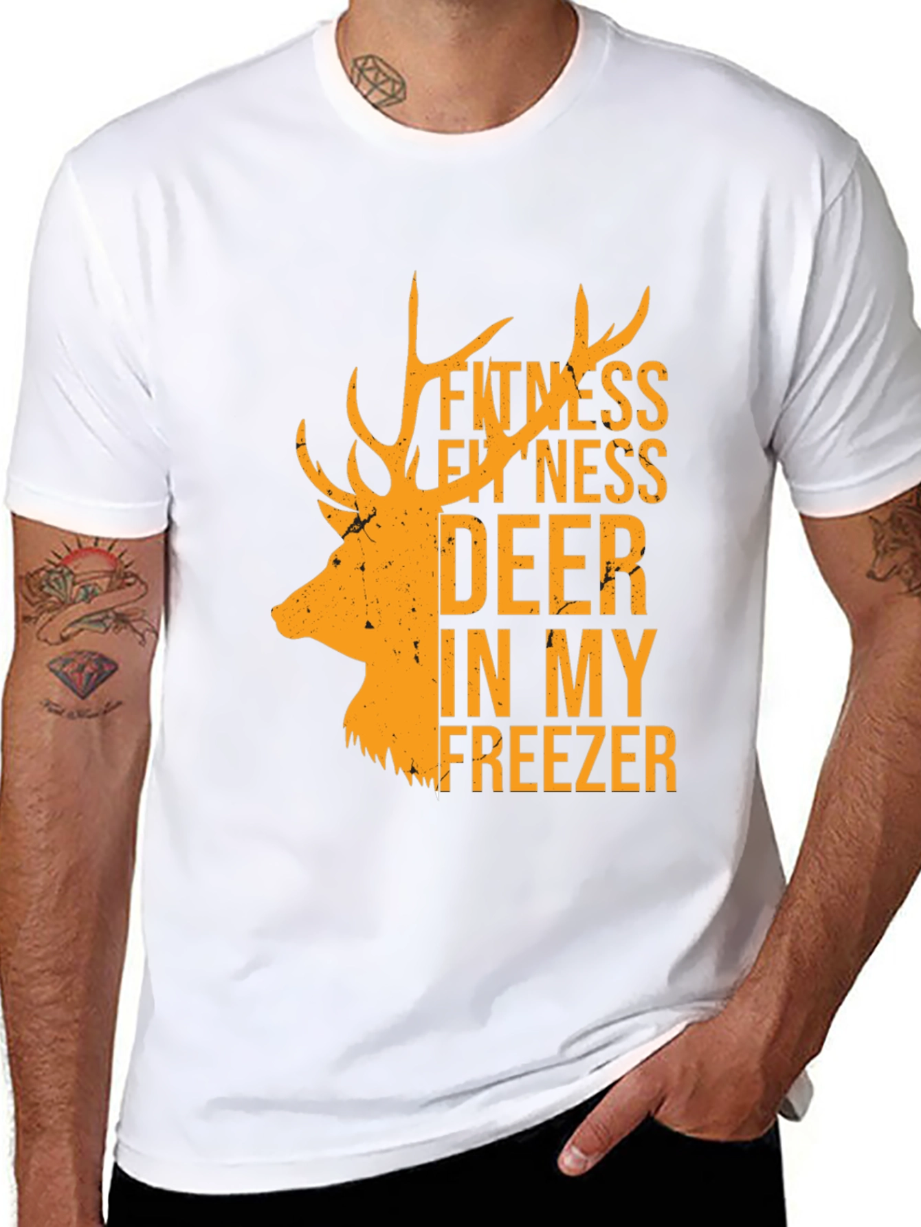 Black Fitness Deer In My Freezer Black T-Shirt view 8