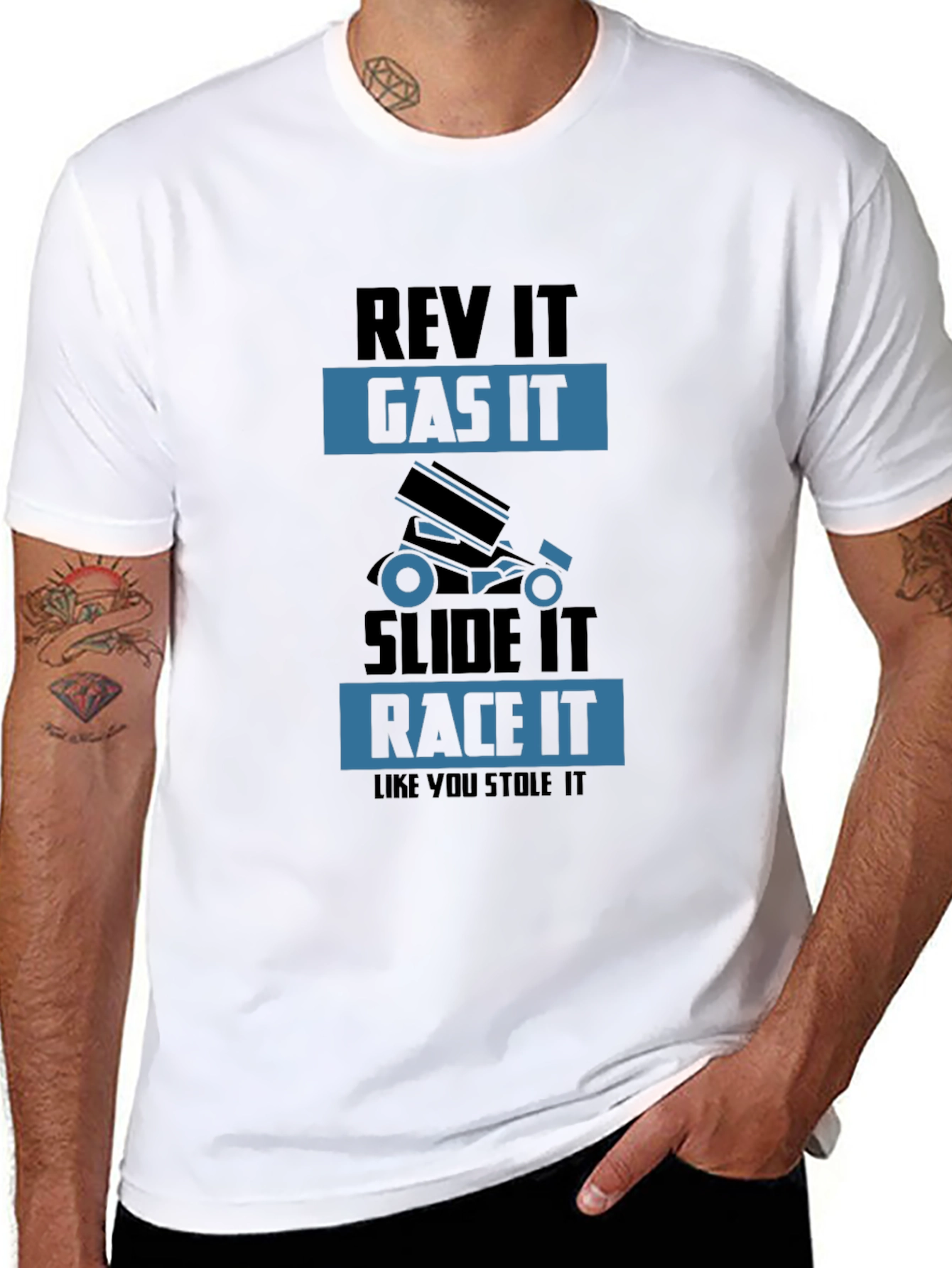 Rev It Gas It Race It T-Shirt - Men's Black Graphic Tee - 8
