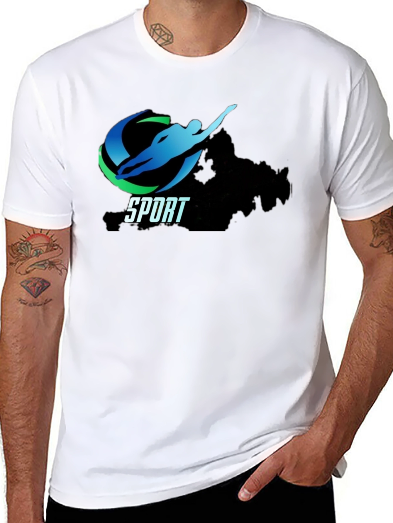 Men's Black Sport Graphic Tee - 8