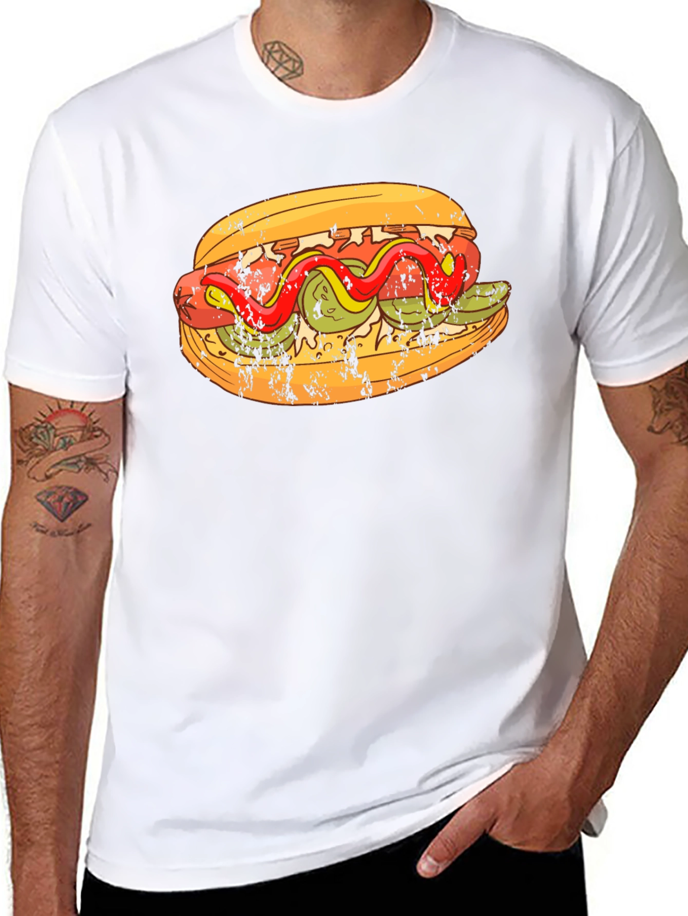 Black Hot Dog Graphic T-Shirt - Foodie Fashion Tee view 8