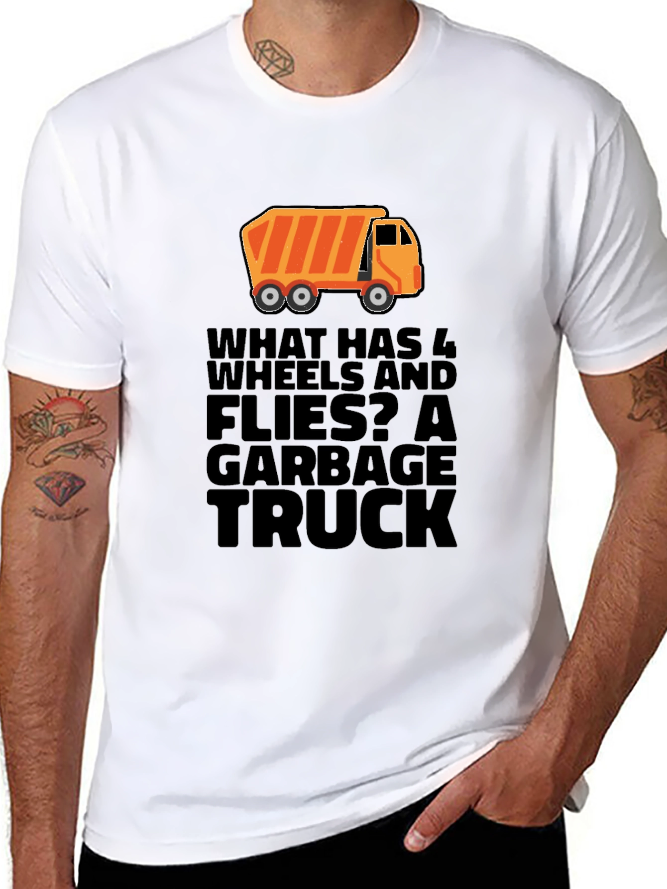 Black Garbage Truck Riddle Graphic T-Shirt - Black view 8