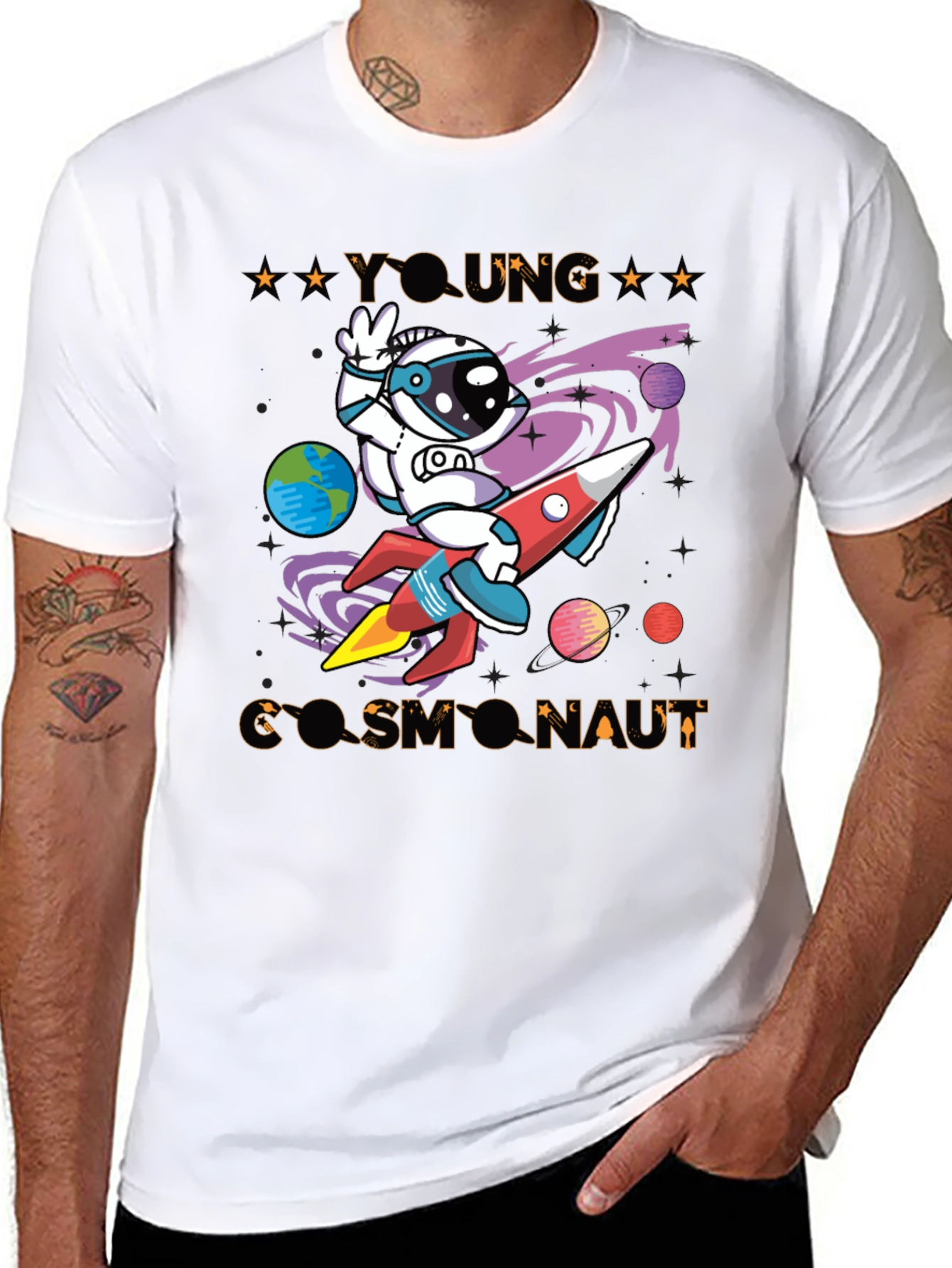 Black Young Astronaut T-Shirt - Space Adventure Tee view 8