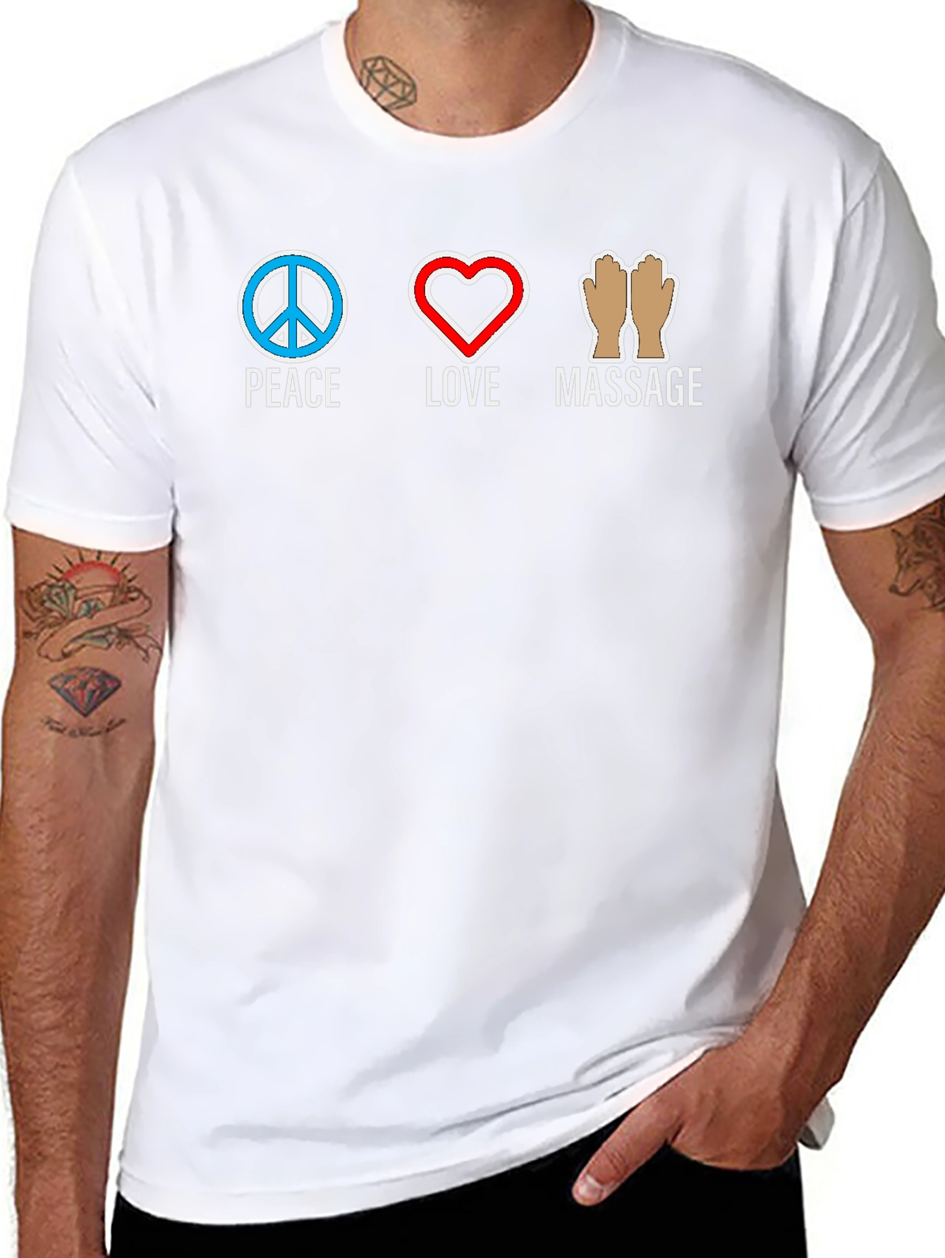 Black Peace Love Massage Graphic T-Shirt view 8