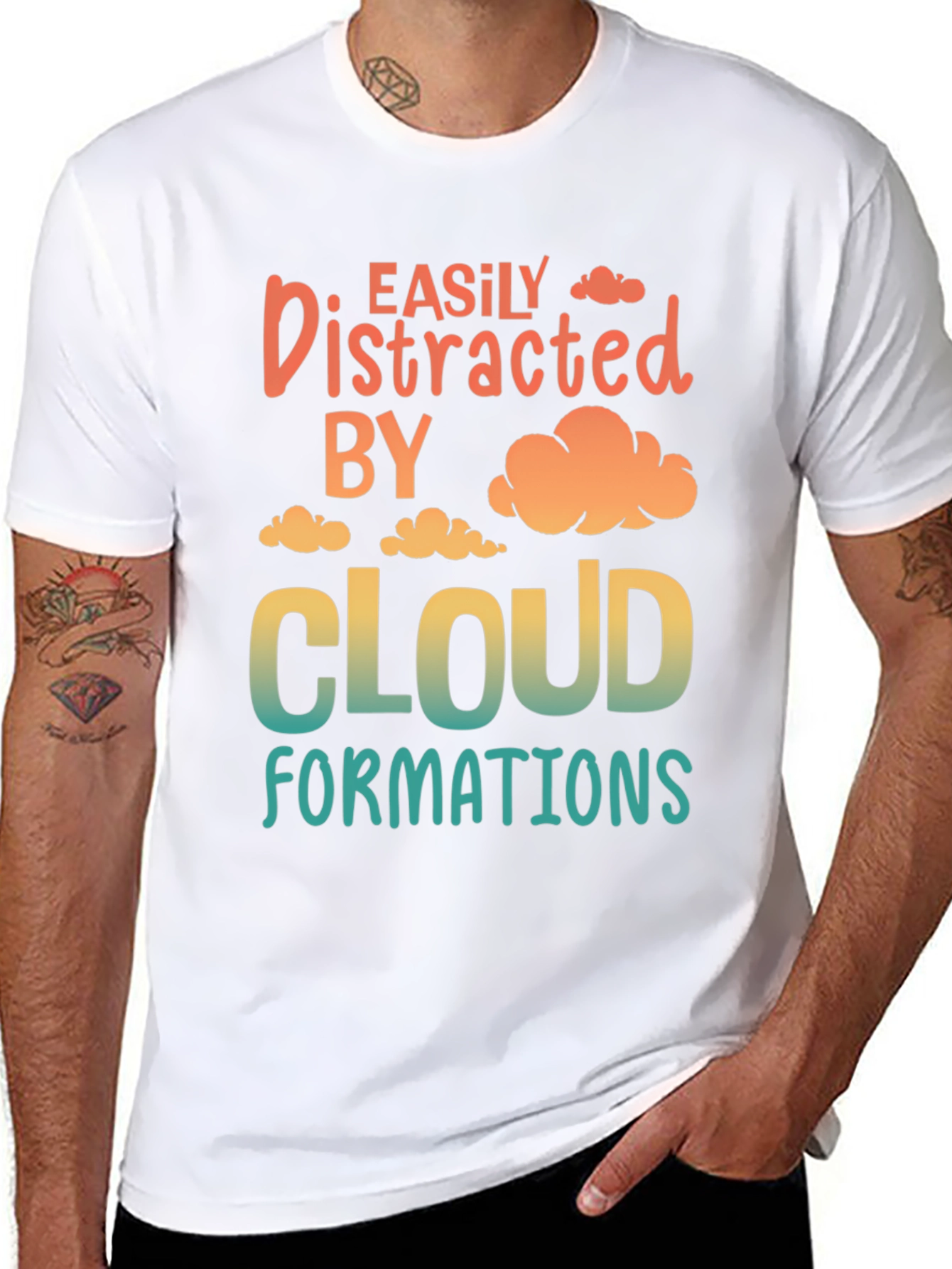 Black Easily Distracted By Cloud Formations T-Shirt view 8