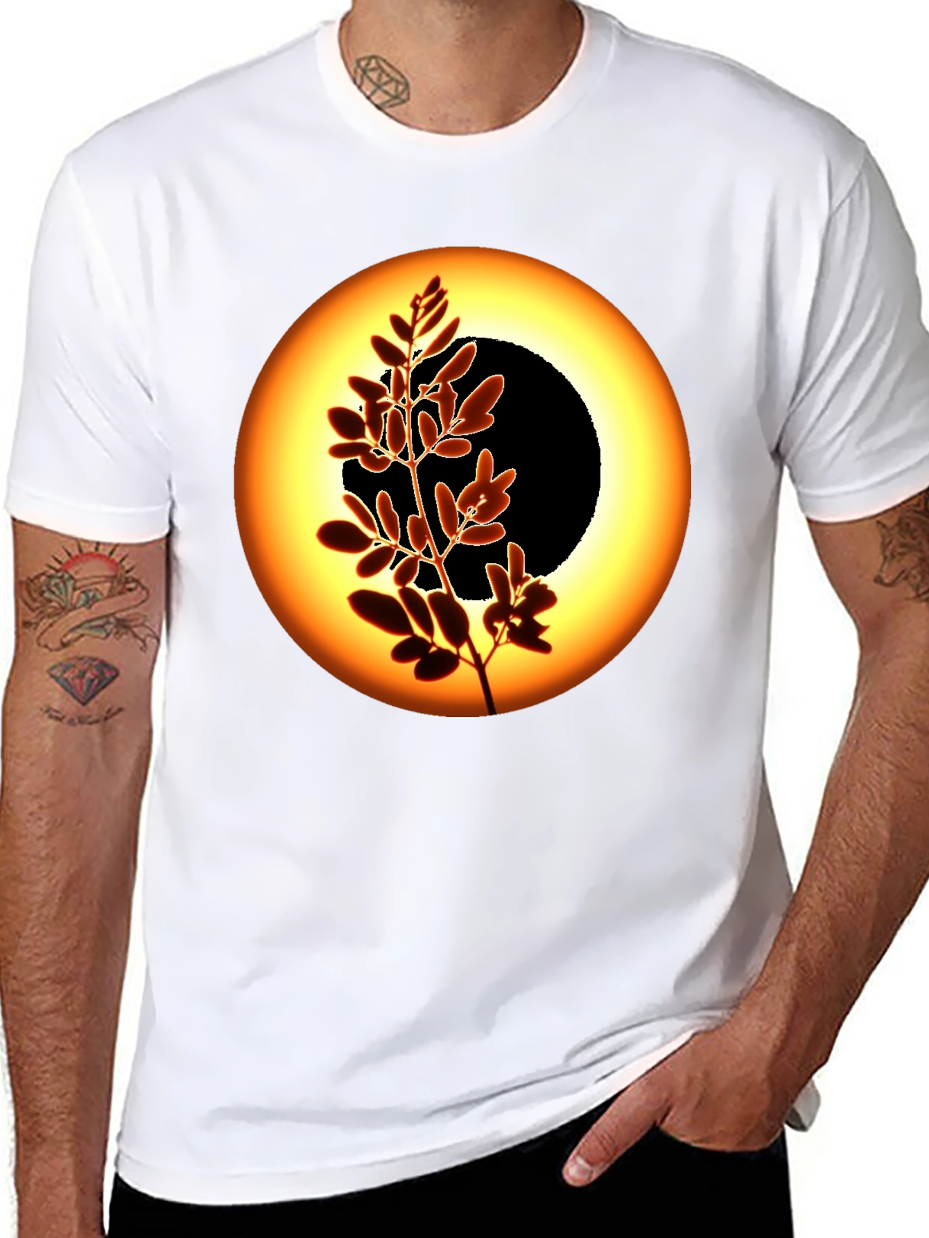 Black Eclipse Tree Graphic Tee - Black Cotton Blend view 8