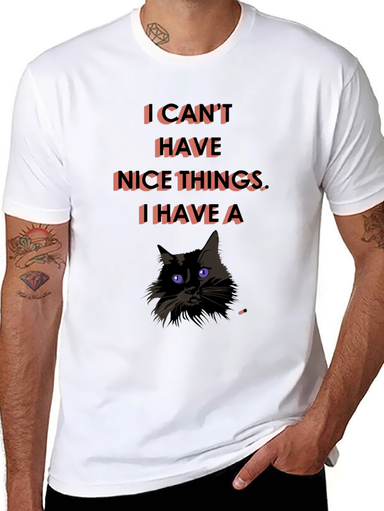Black Funny Cat T-Shirt - I Can't Have Nice Things view 8