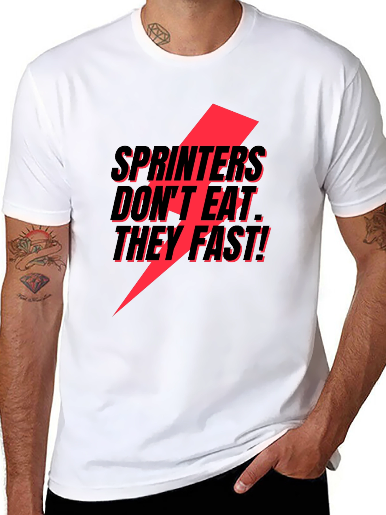 Black Sprinters Don't Eat, They Fast! T-Shirt view 8