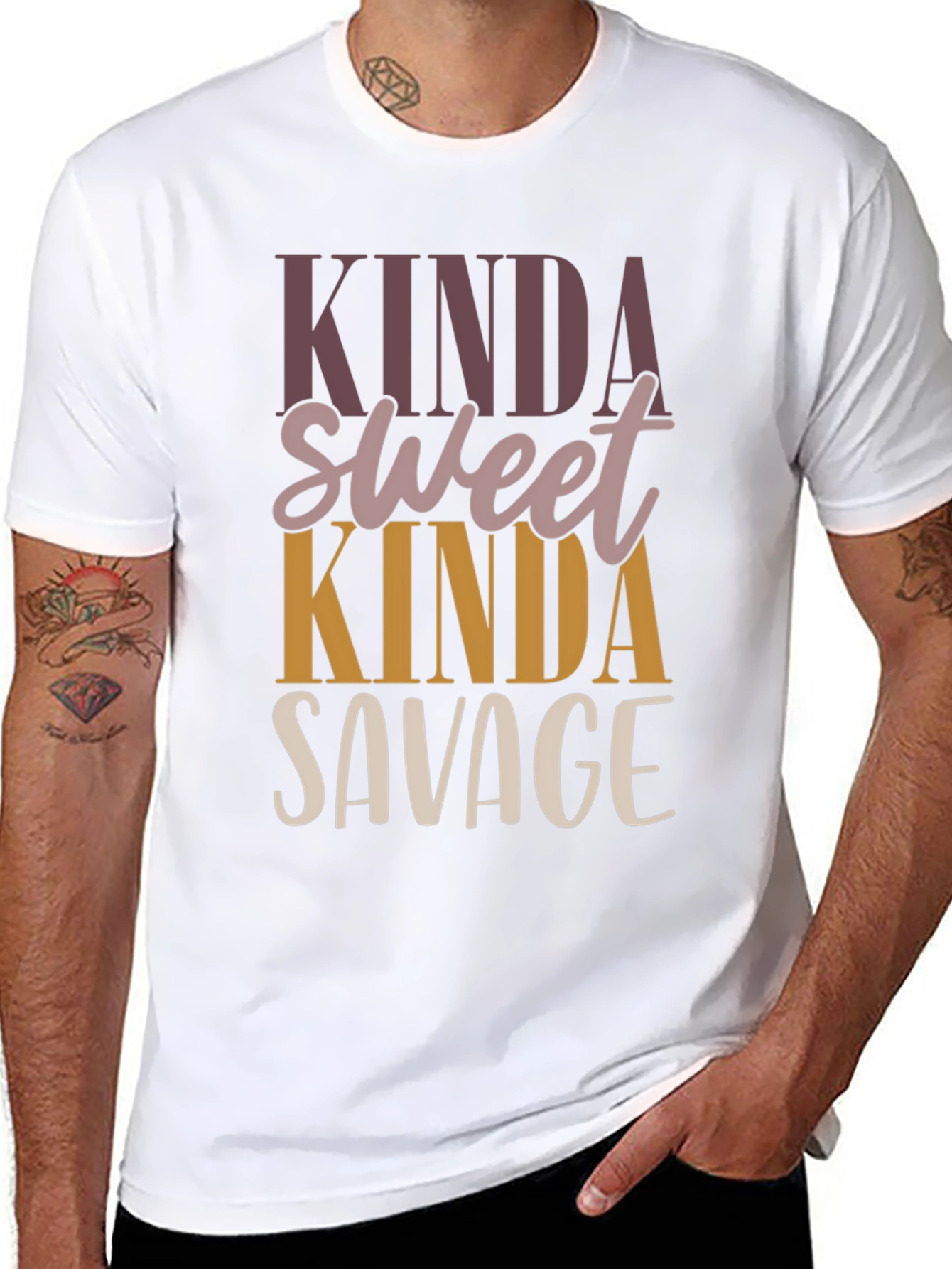 Black Kinda Sweet Kinda Savage Graphic Tee - Trendy Casual Top view 8