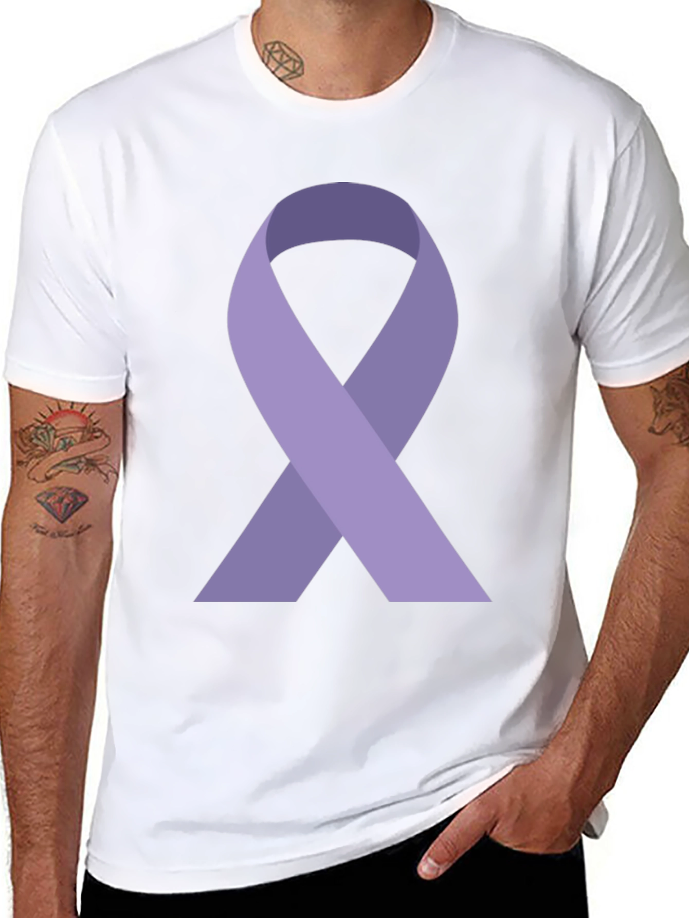 Black Purple Ribbon Awareness Graphic Tee - Unisex view 8