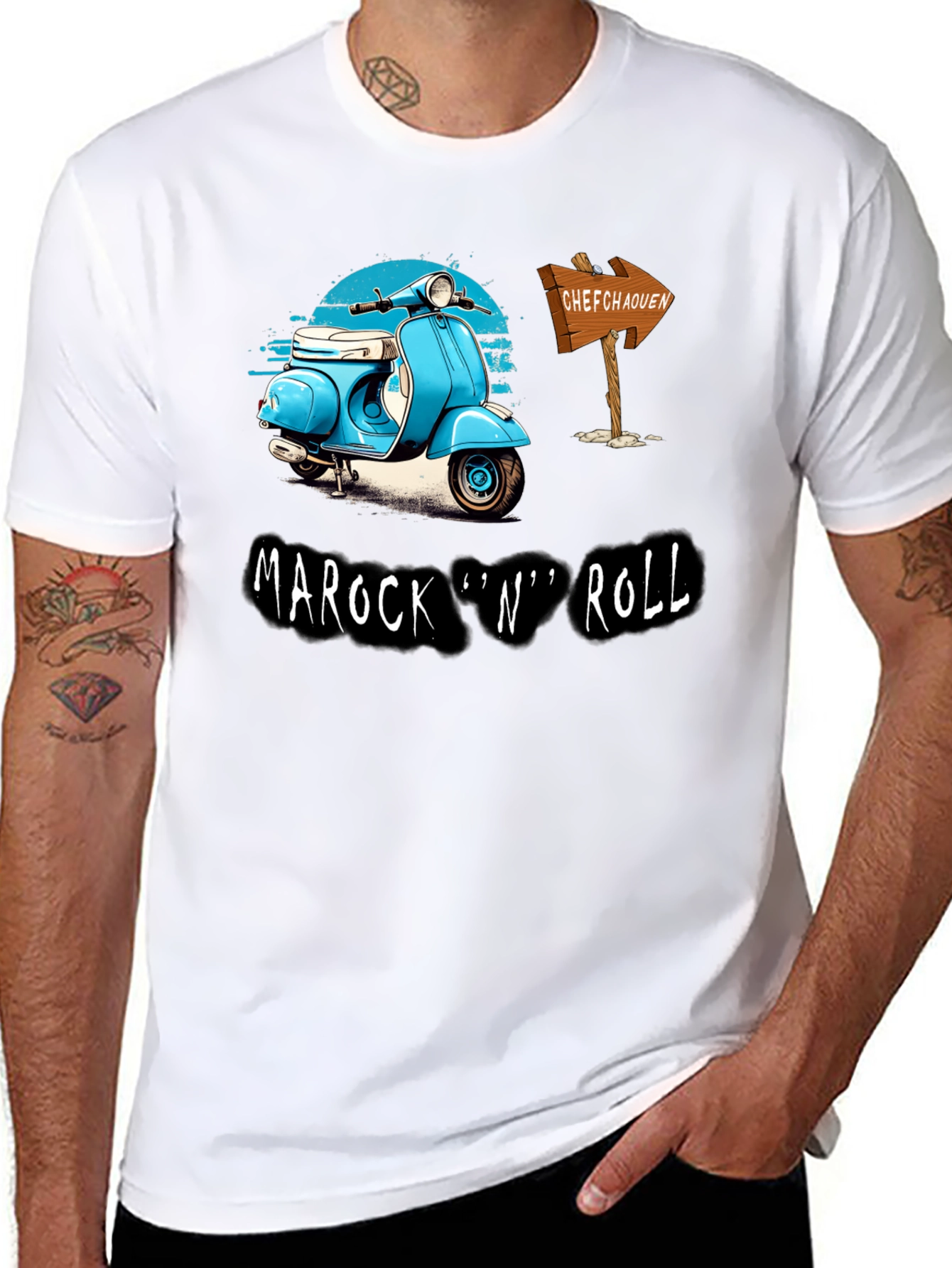 Black Marock 'n' Roll T-Shirt - Scooter Design view 8