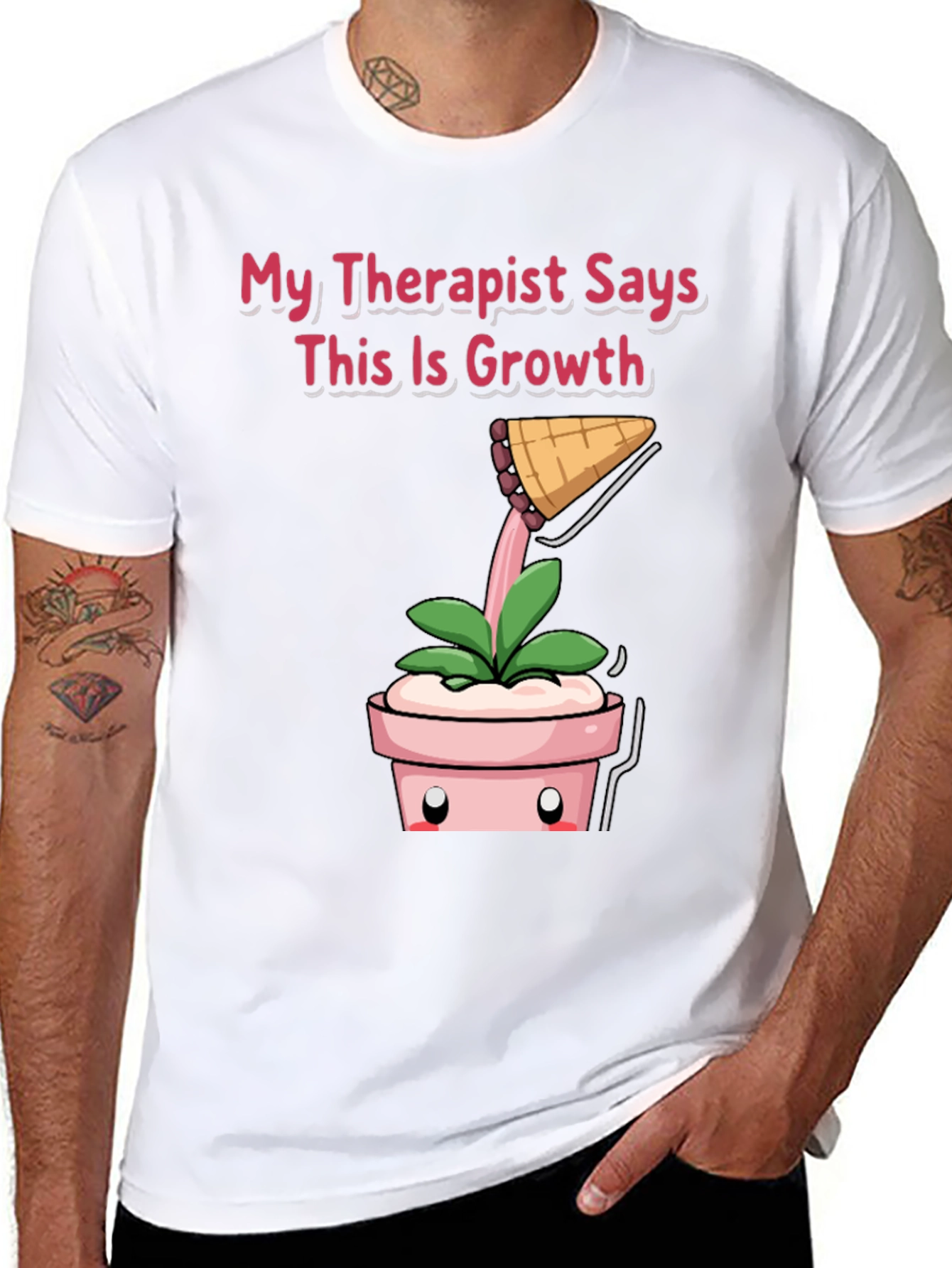 Black Therapist Says Growth T-Shirt: Funny Plant Tee view 8
