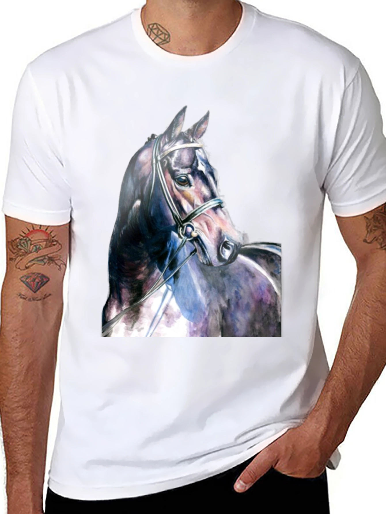Black Horse Portrait Black T-Shirt view 8