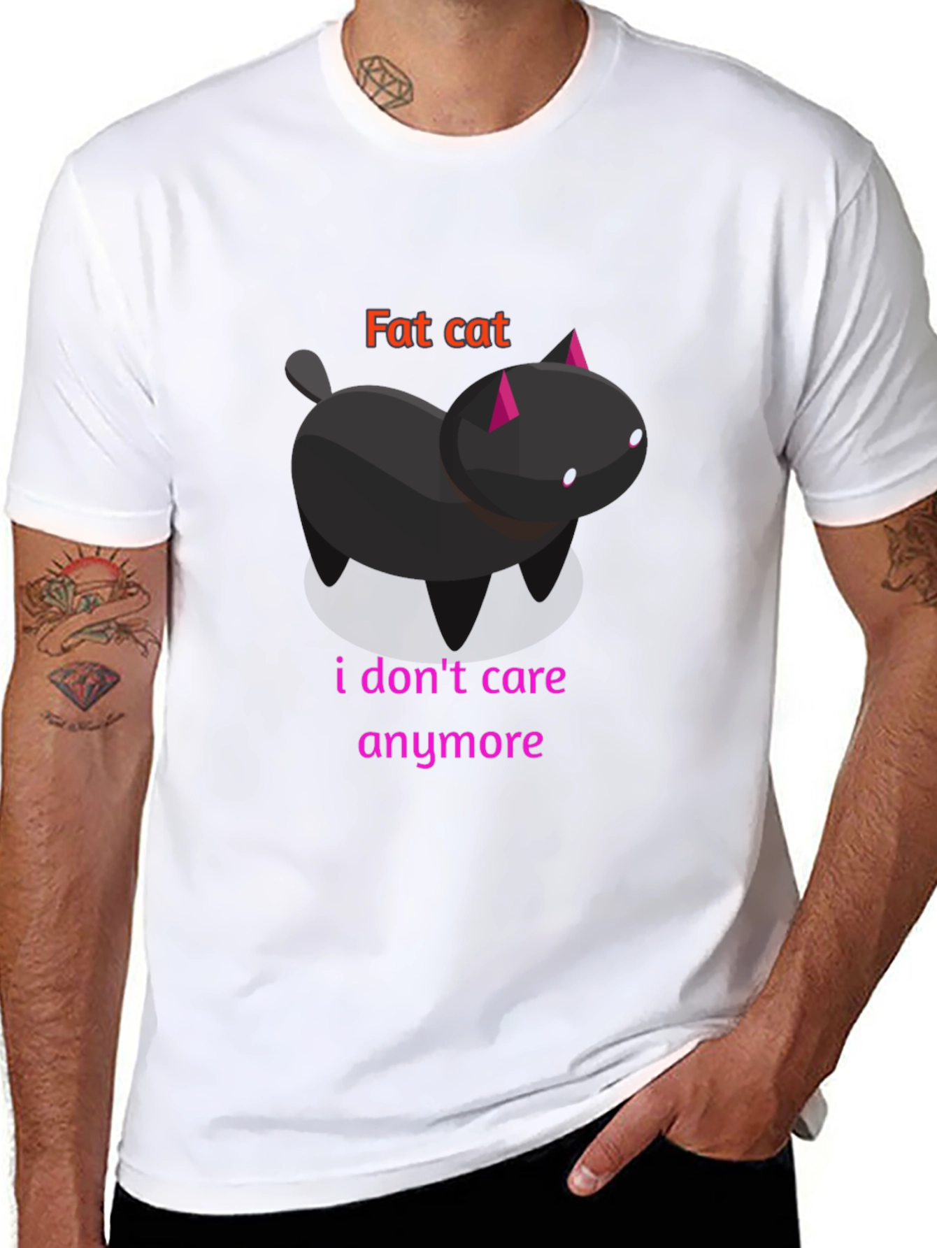 Black Fat Cat Graphic Tee - Unisex Black T-Shirt view 8