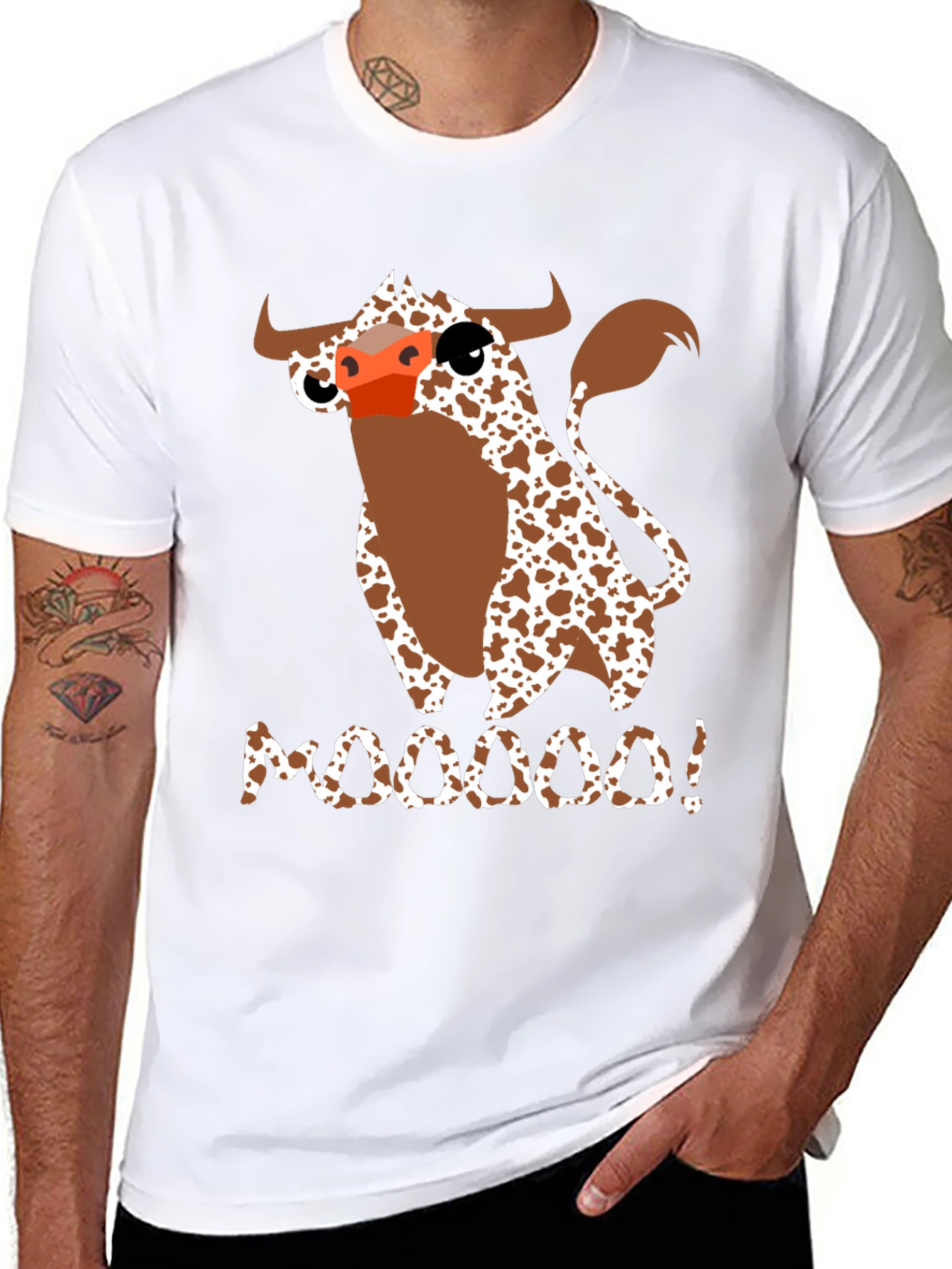Black Moooooo! Cow Graphic Print T-Shirt view 8