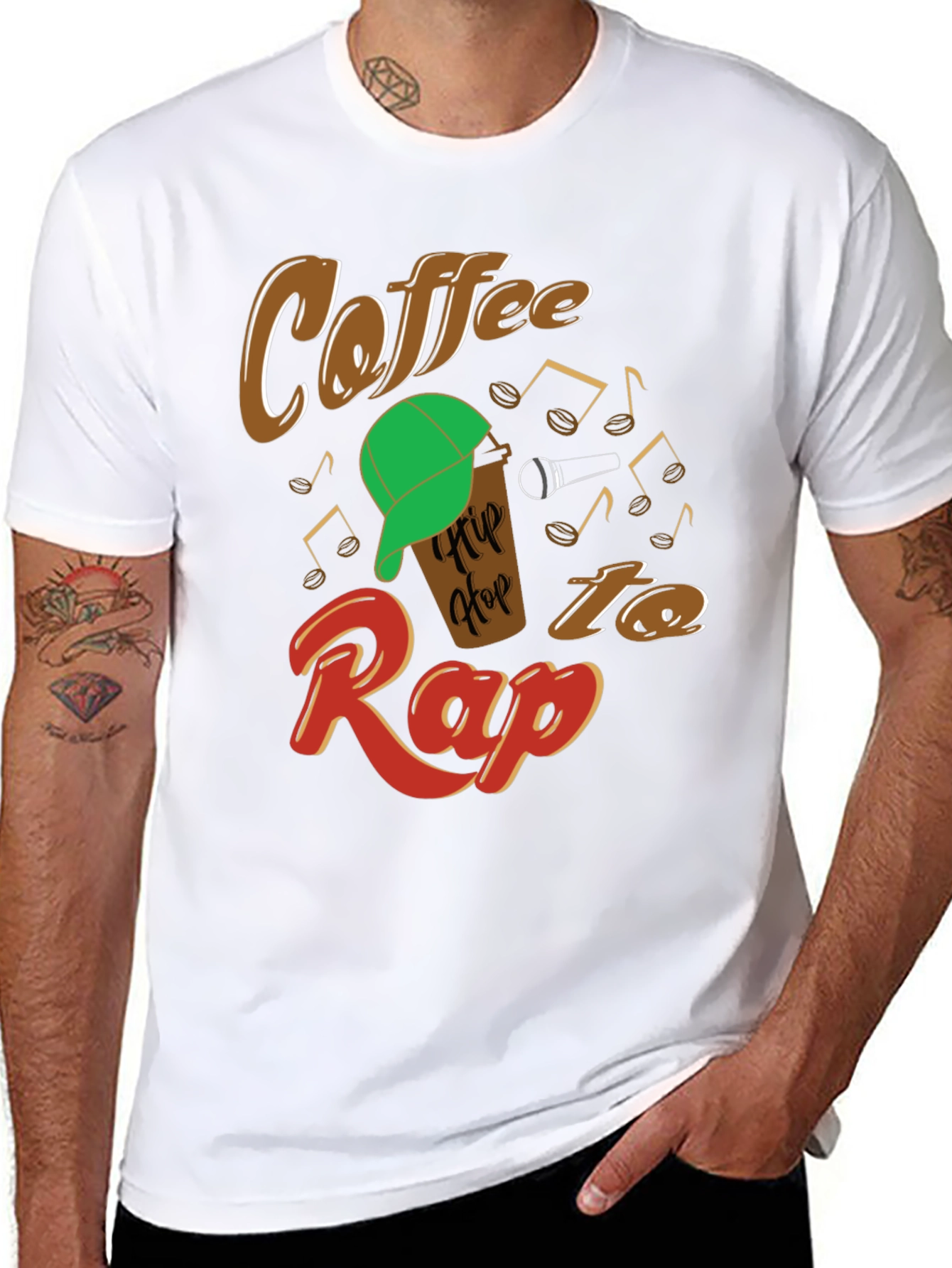 Black Coffee Hip Hop Rap Graphic T-Shirt view 8