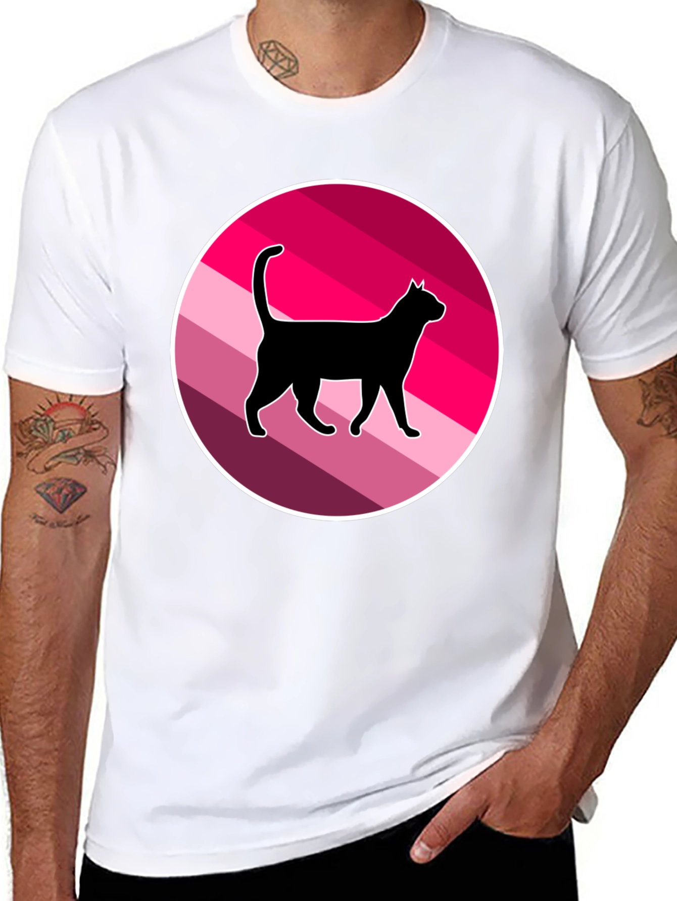 Black Cool Cat Graphic T-Shirt - Retro Style view 8