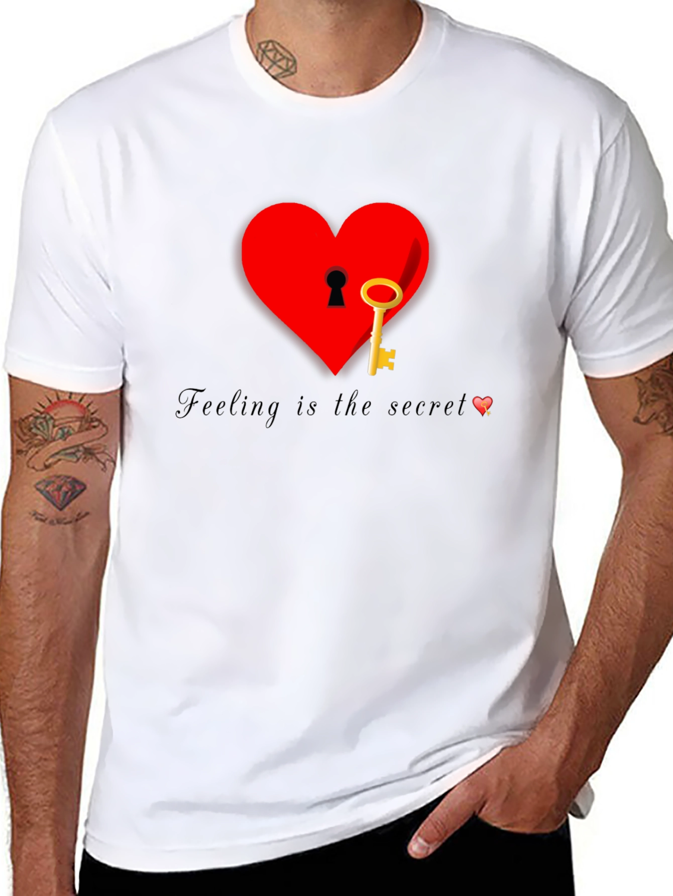 Black Heart Key T-Shirt - Feeling is the Secret view 8