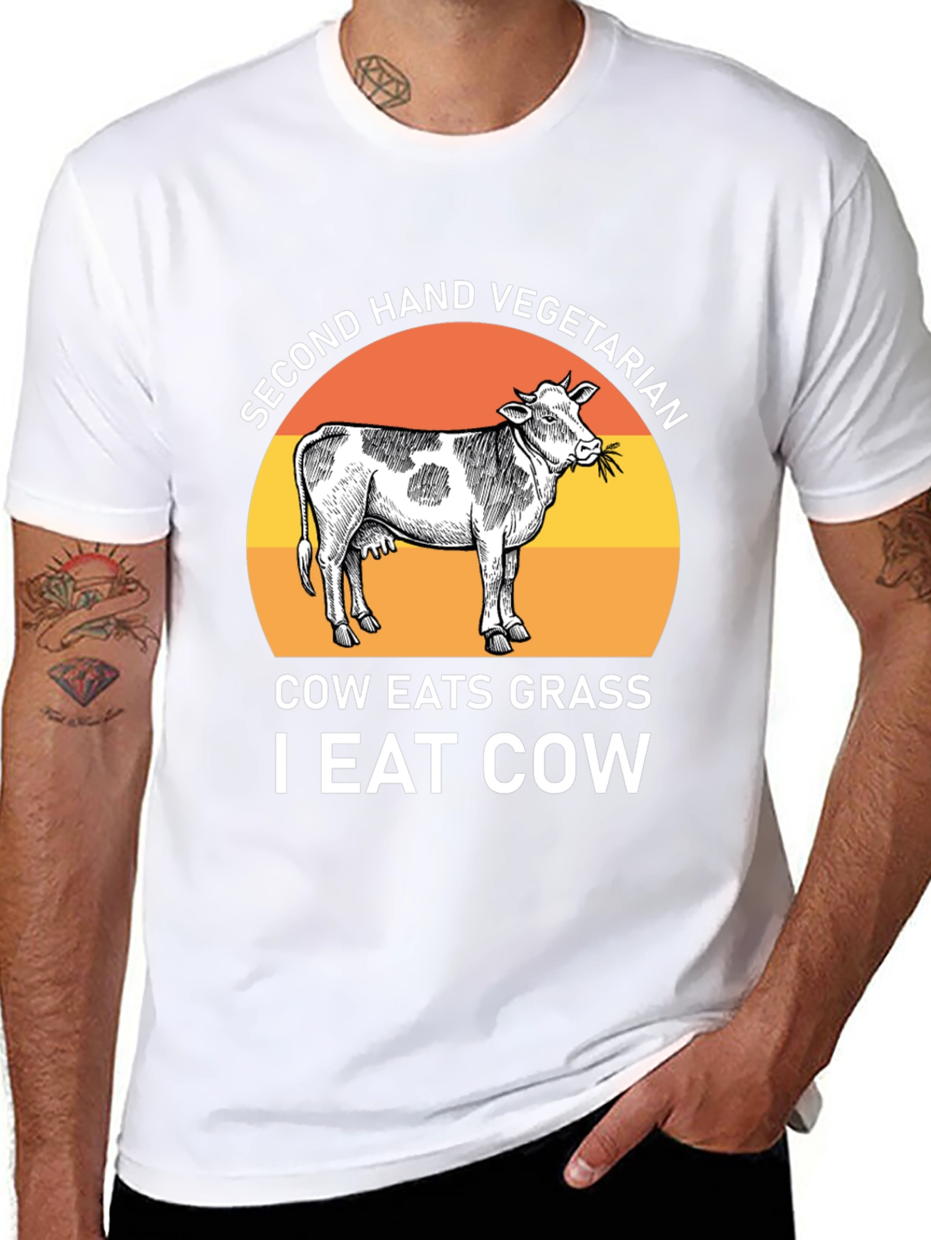 Black Second Hand Vegetarian Cow Graphic Tee view 8