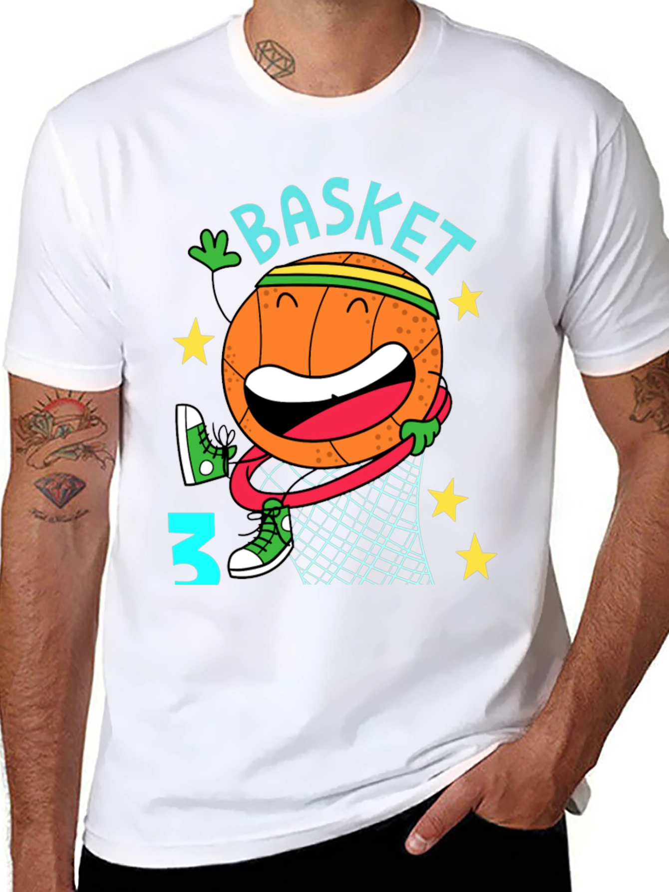 Black Basketball Cartoon Graphic T-Shirt view 8