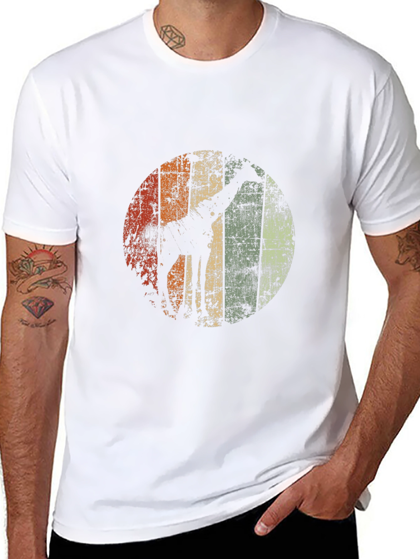 Black Retro Giraffe Graphic Tee view 8