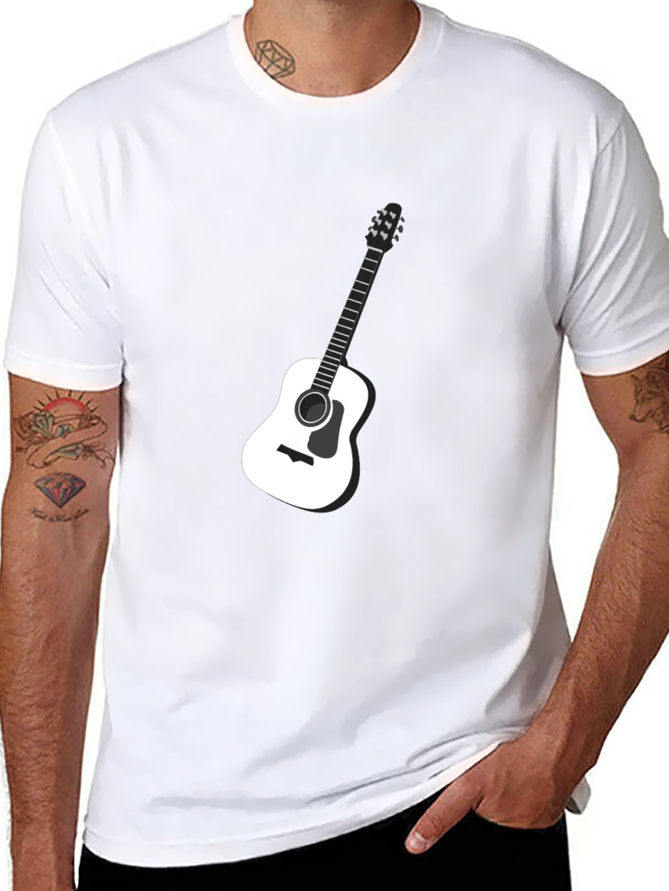 Black Guitar Graphic Tee - Musician T-Shirt view 8