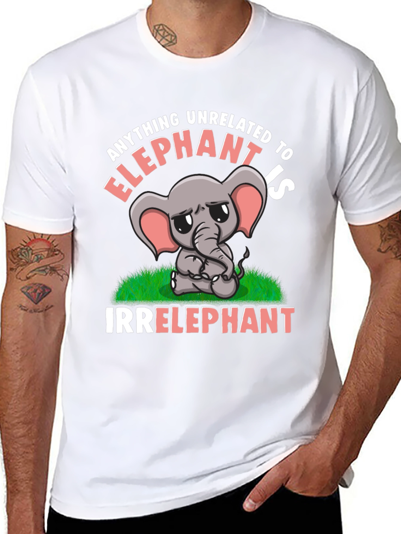 Black Irrelephant T-Shirt Funny Elephant Pun Tee view 8