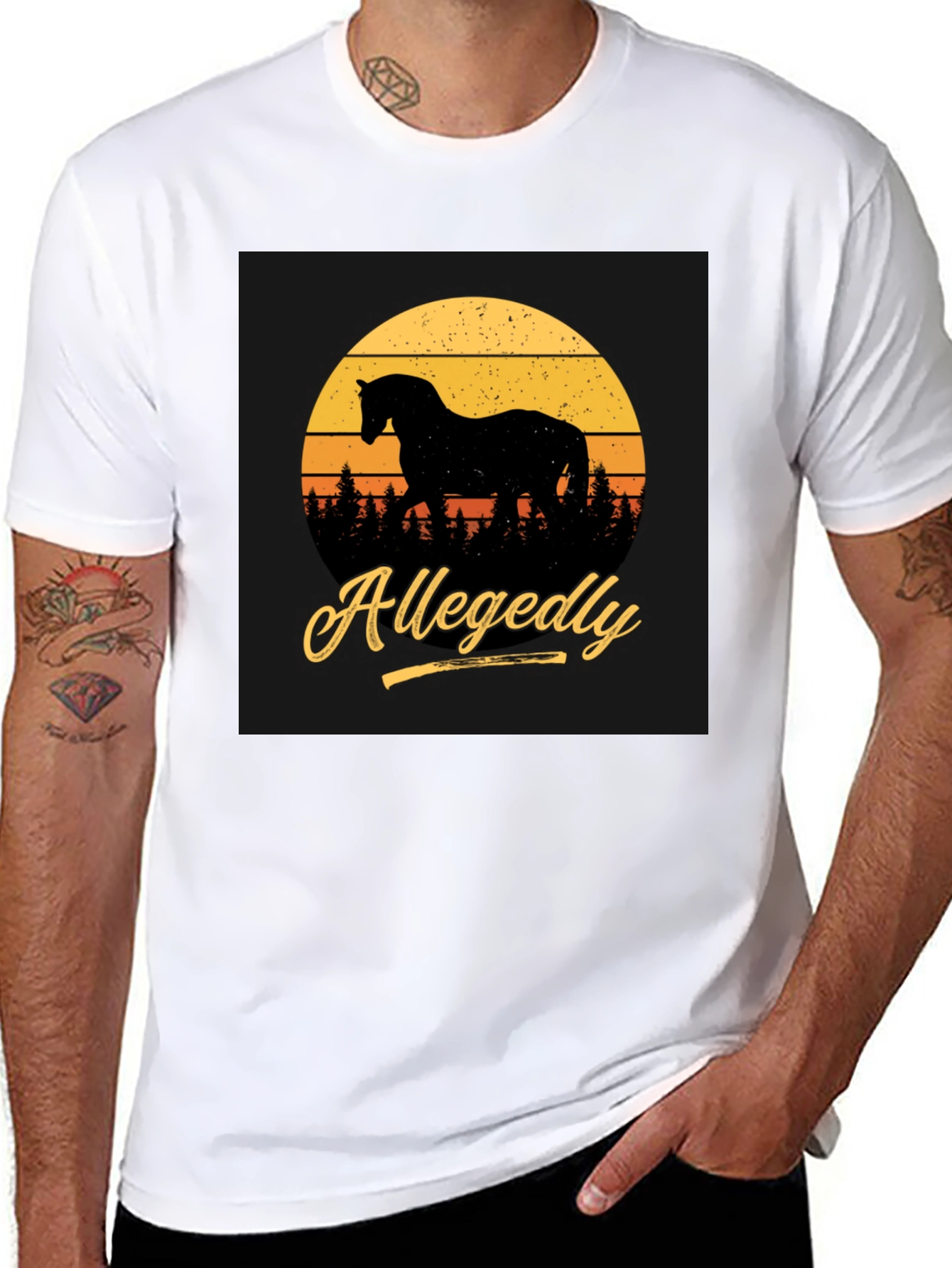 Black Allegedly Horse Silhouette Graphic Tee view 8
