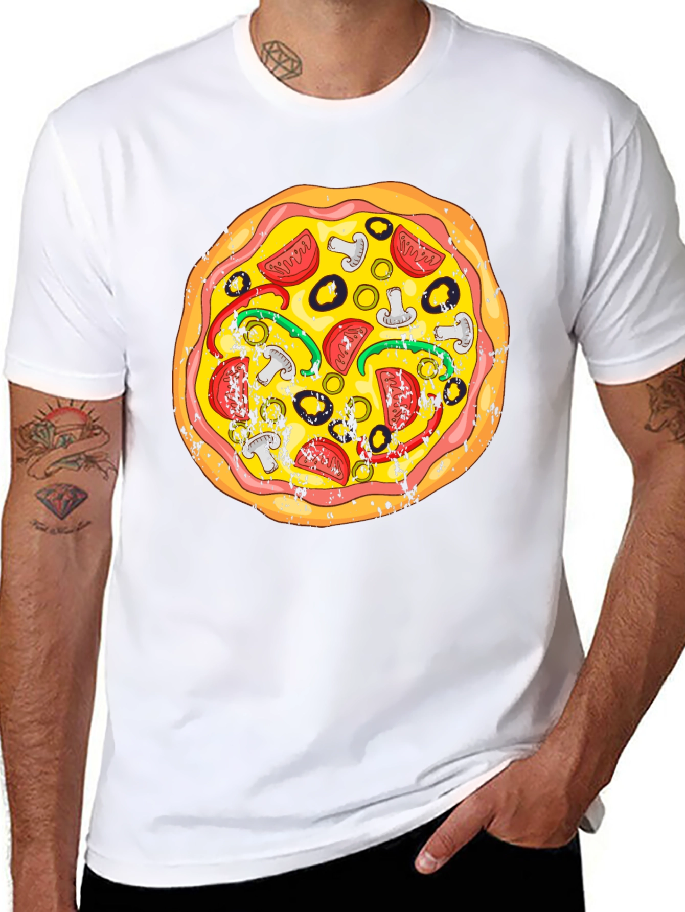 Black Pizza Graphic Tee - Fun Food T-Shirt view 8