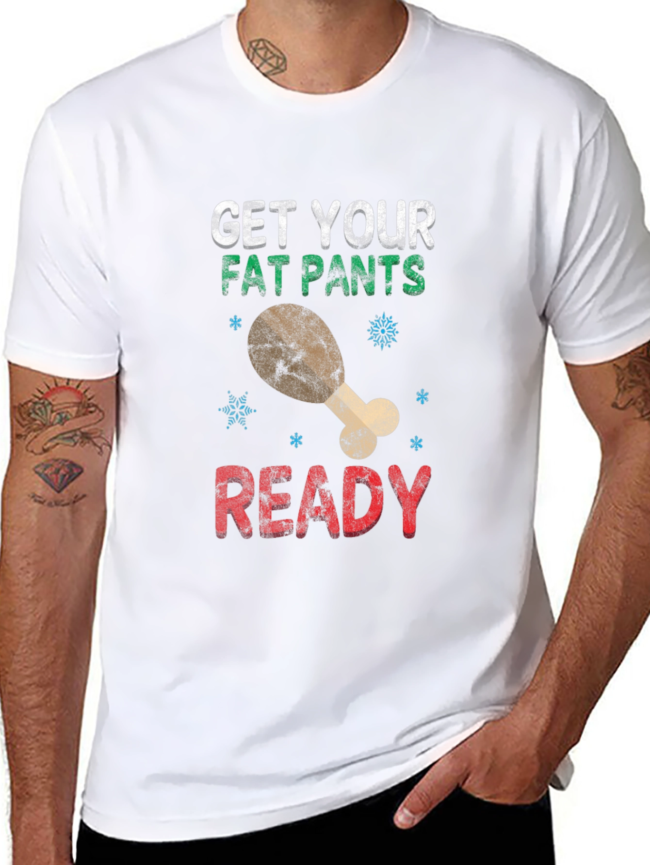 Black Get Your Fat Pants Ready Holiday T-Shirt view 8